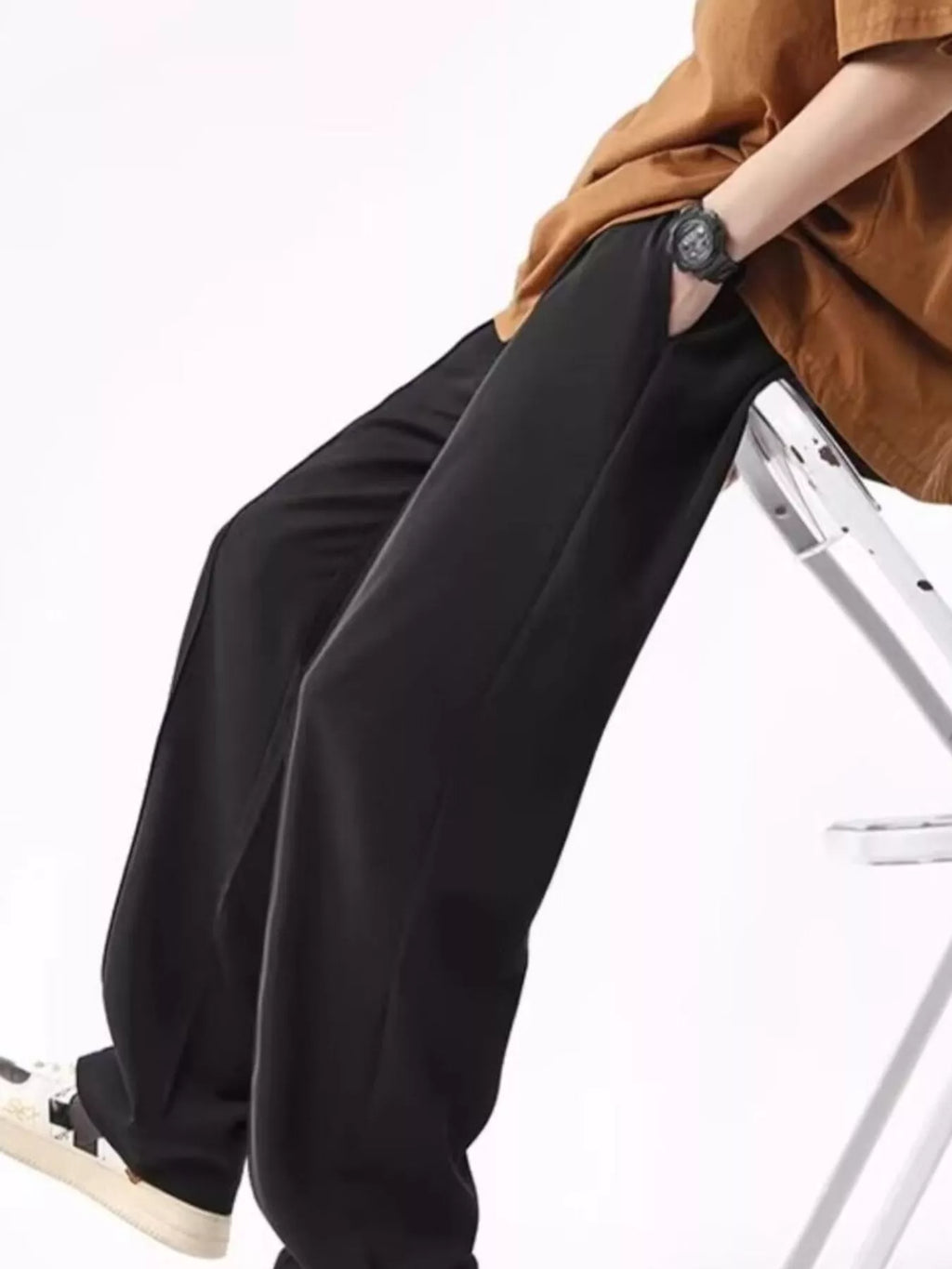 Men's Wide Leg Pants with Drawstring Waist