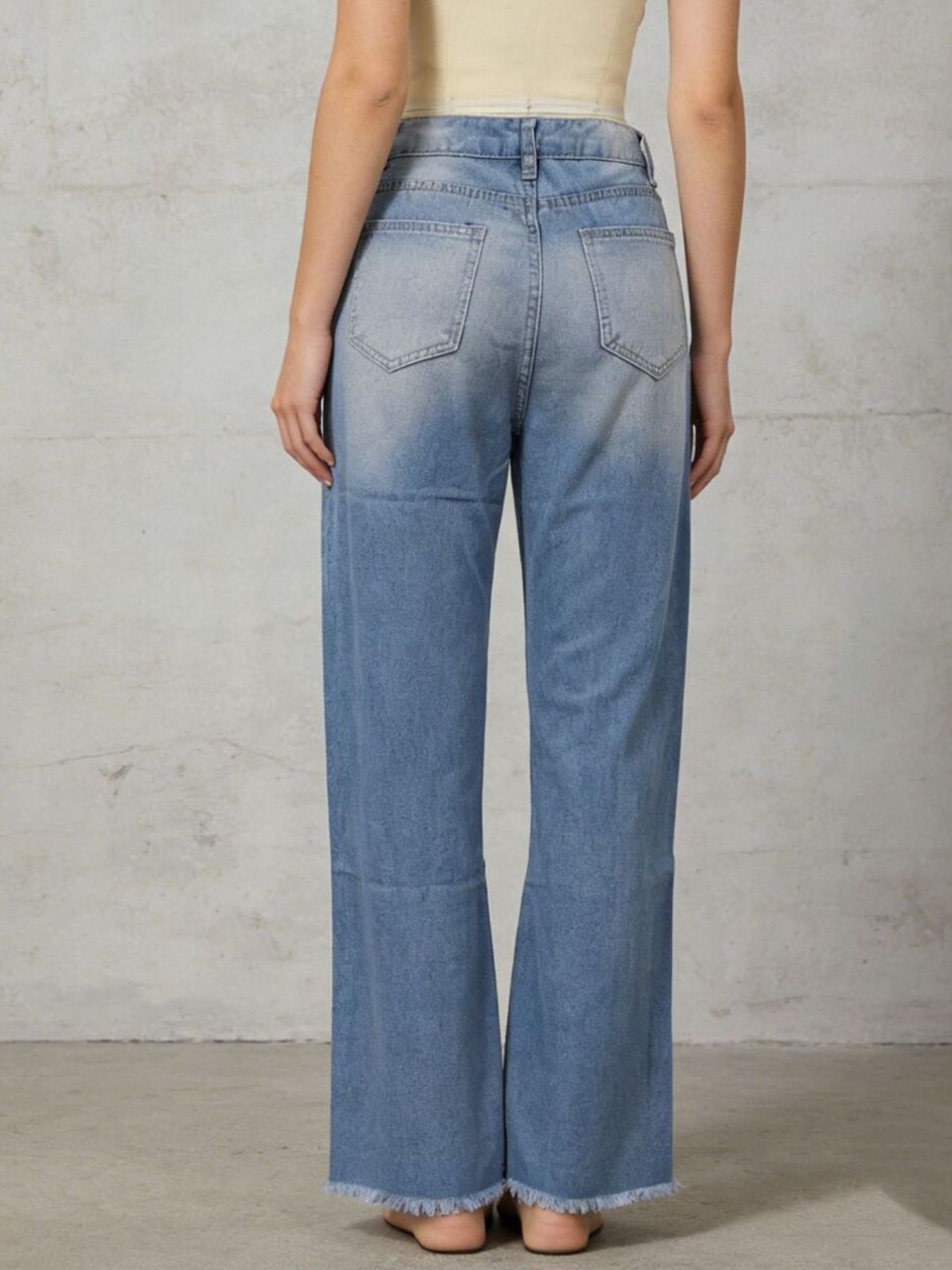 Distressed Raw Hem Bootcut Jeans