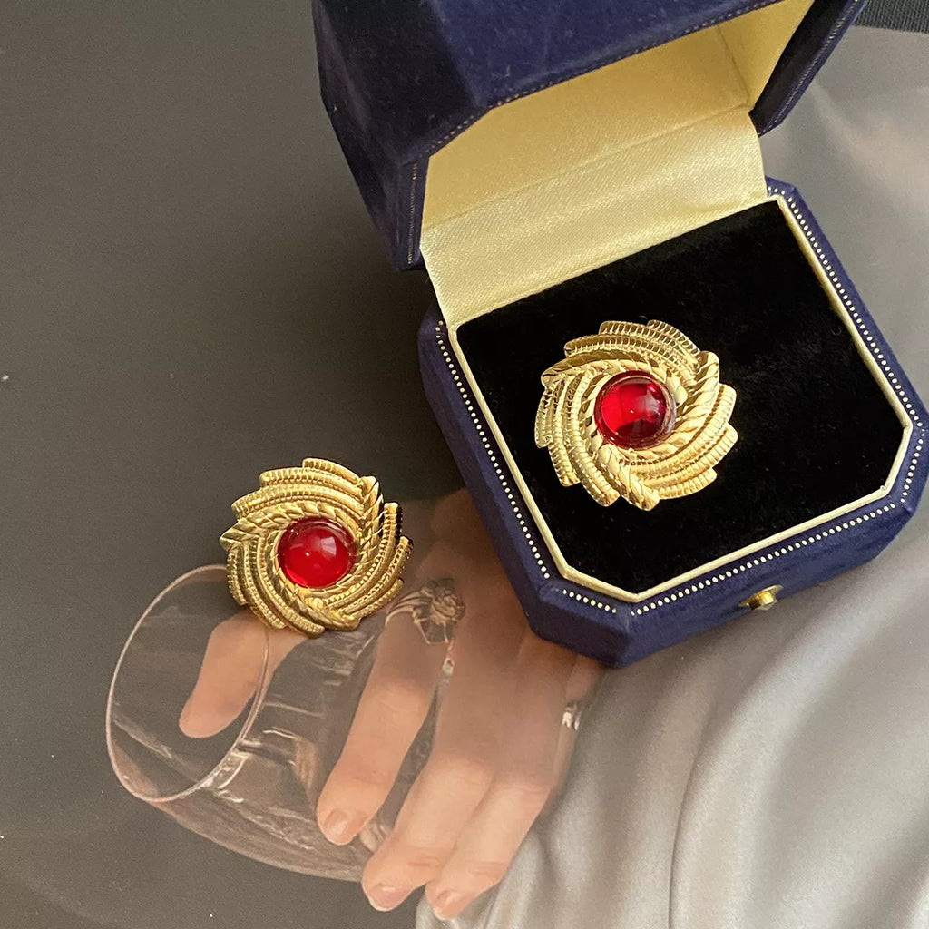18K Gold-Plated Spiral Statement Earrings