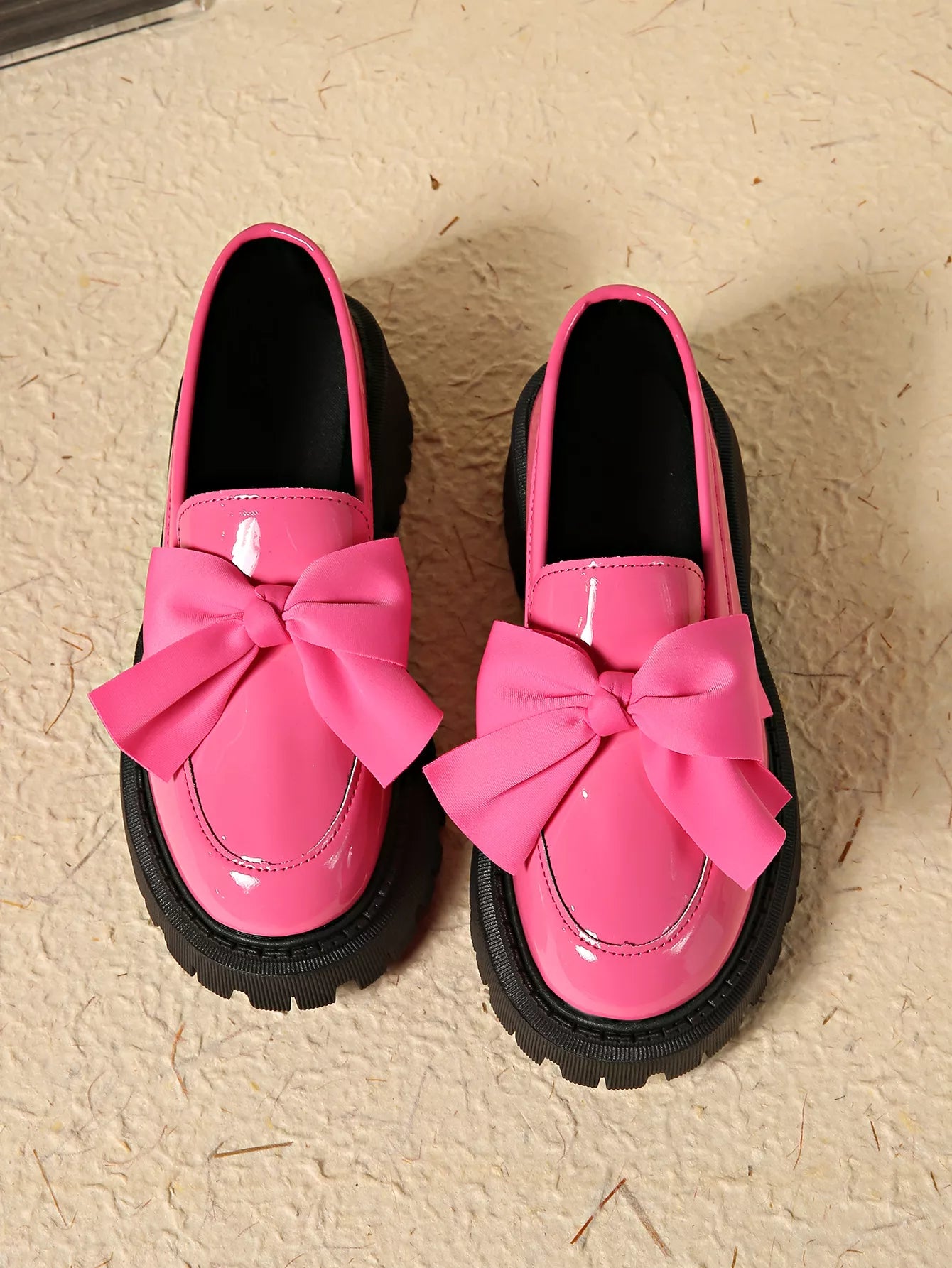 Bow Decor Round Toe Loafers