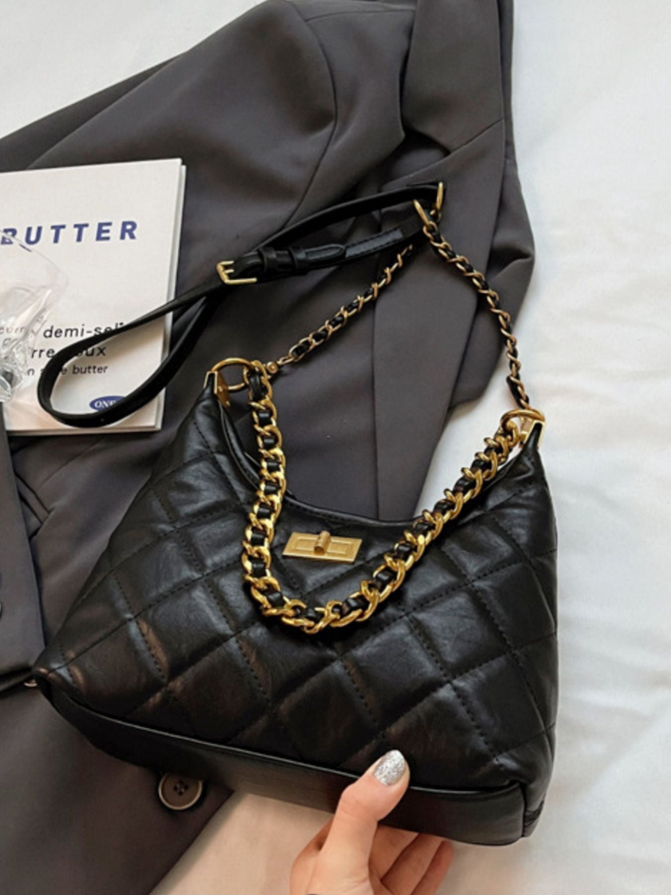 Quilted Chain Strap Shoulder Bag