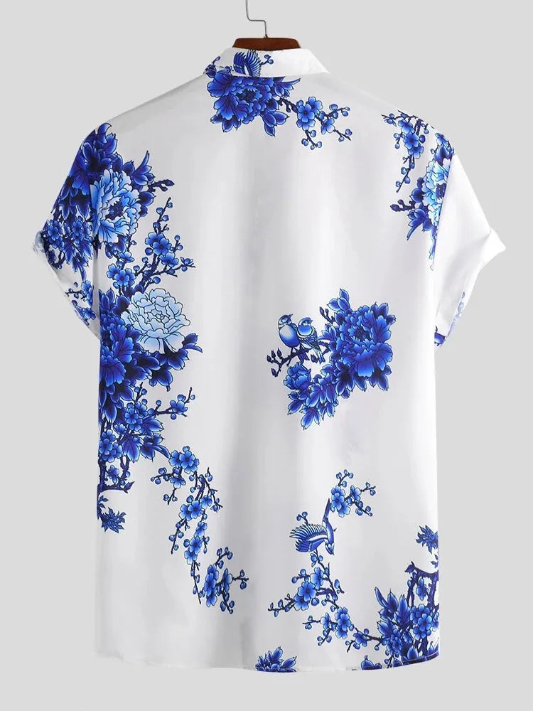 Men's Full Size Printed Short Sleeve Casual Shirt Plus Size