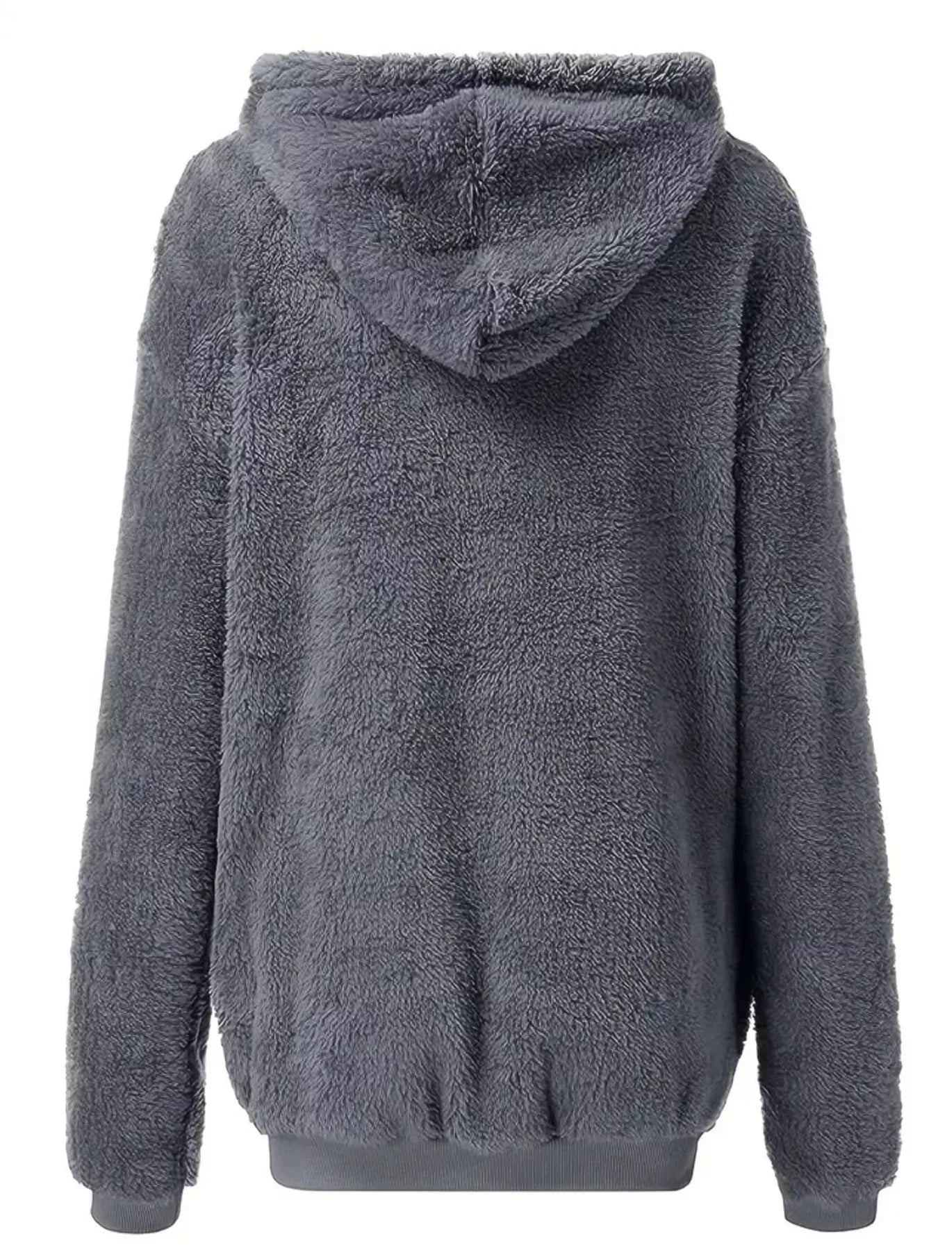 Fleece Zip-Up Drawstring Outerwear