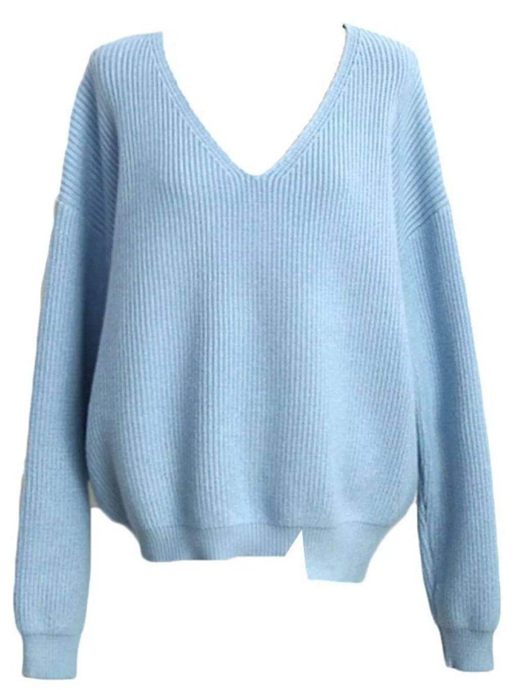 V-Neck Dropped Shoulder Sweater