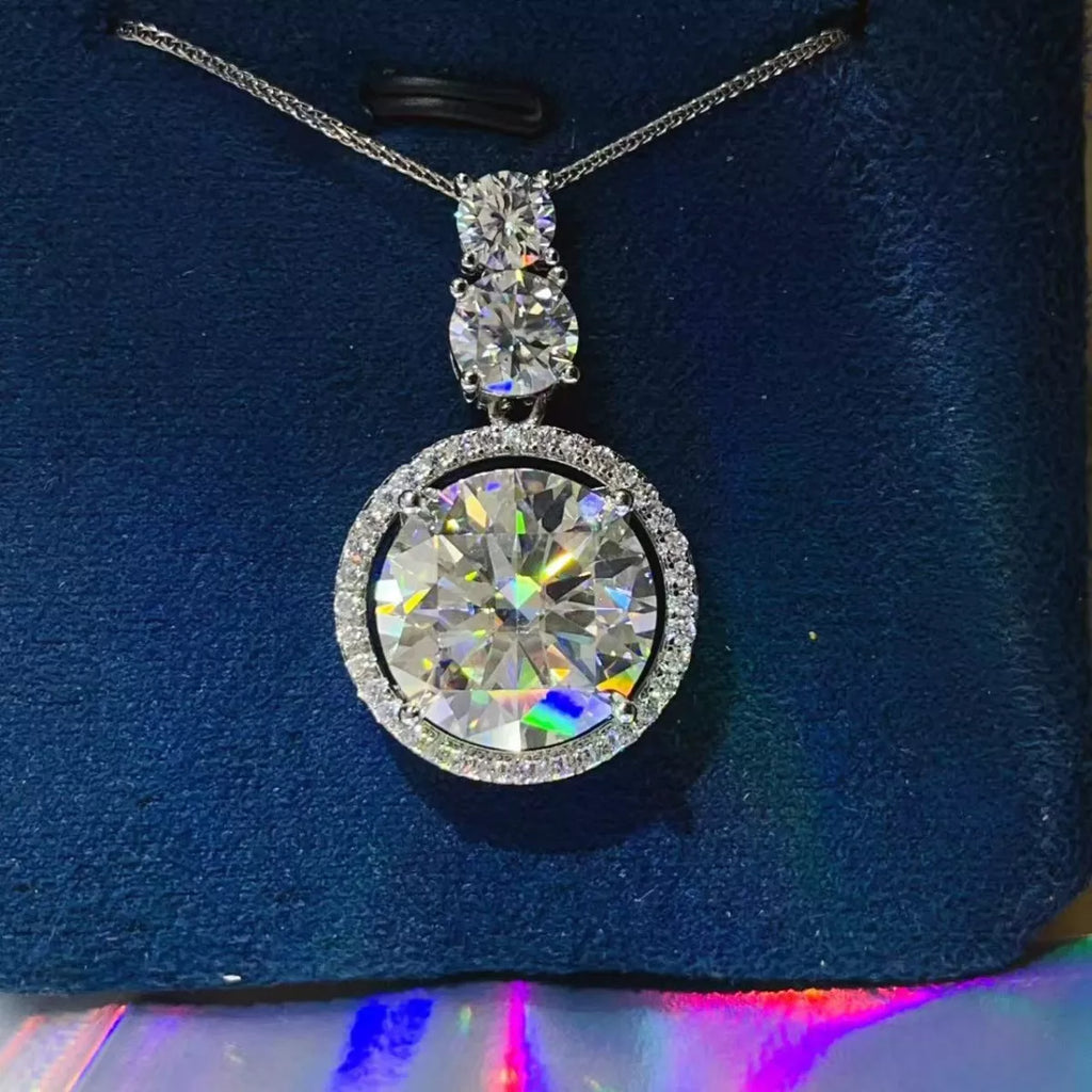 11.5 Carat Moissanite 925 Sterling Silver Pendant Necklace