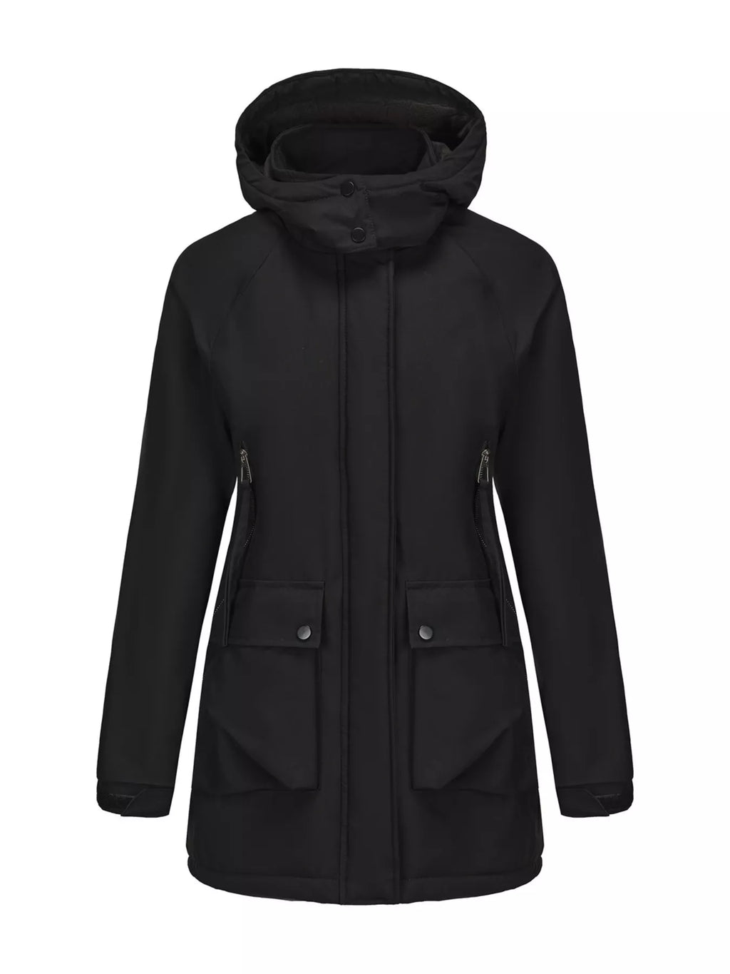 Full Size Zip Up Hooded Parka Outerwear Plus Size