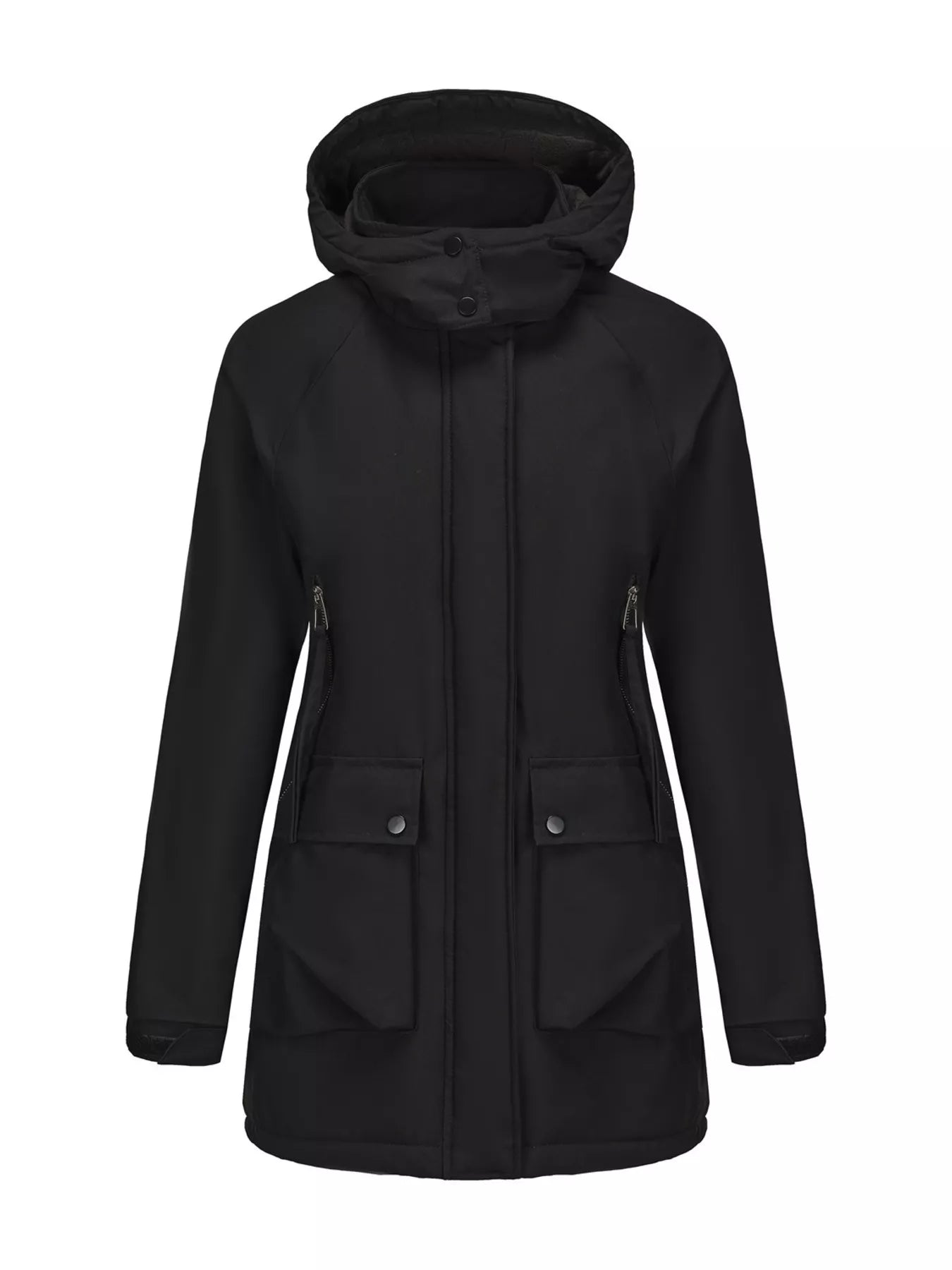 Full Size Zip Up Hooded Parka Outerwear Plus Size