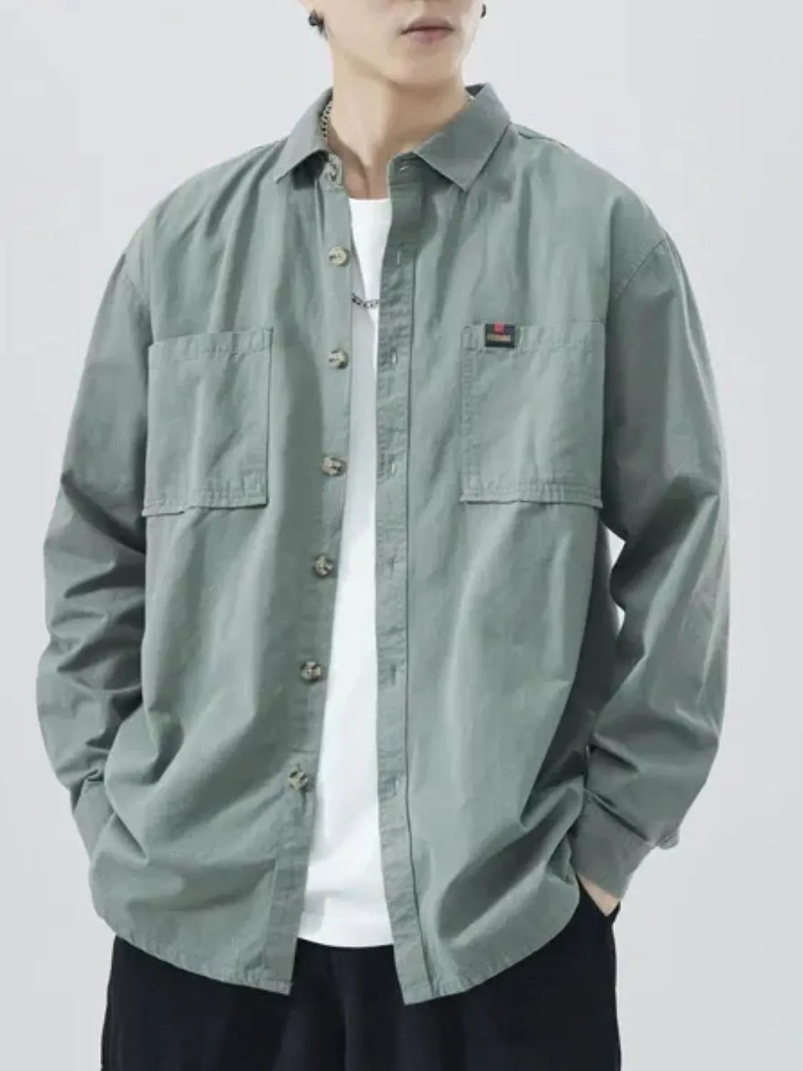 Men's Plus Size Button Down Shirt with Chest Pocket