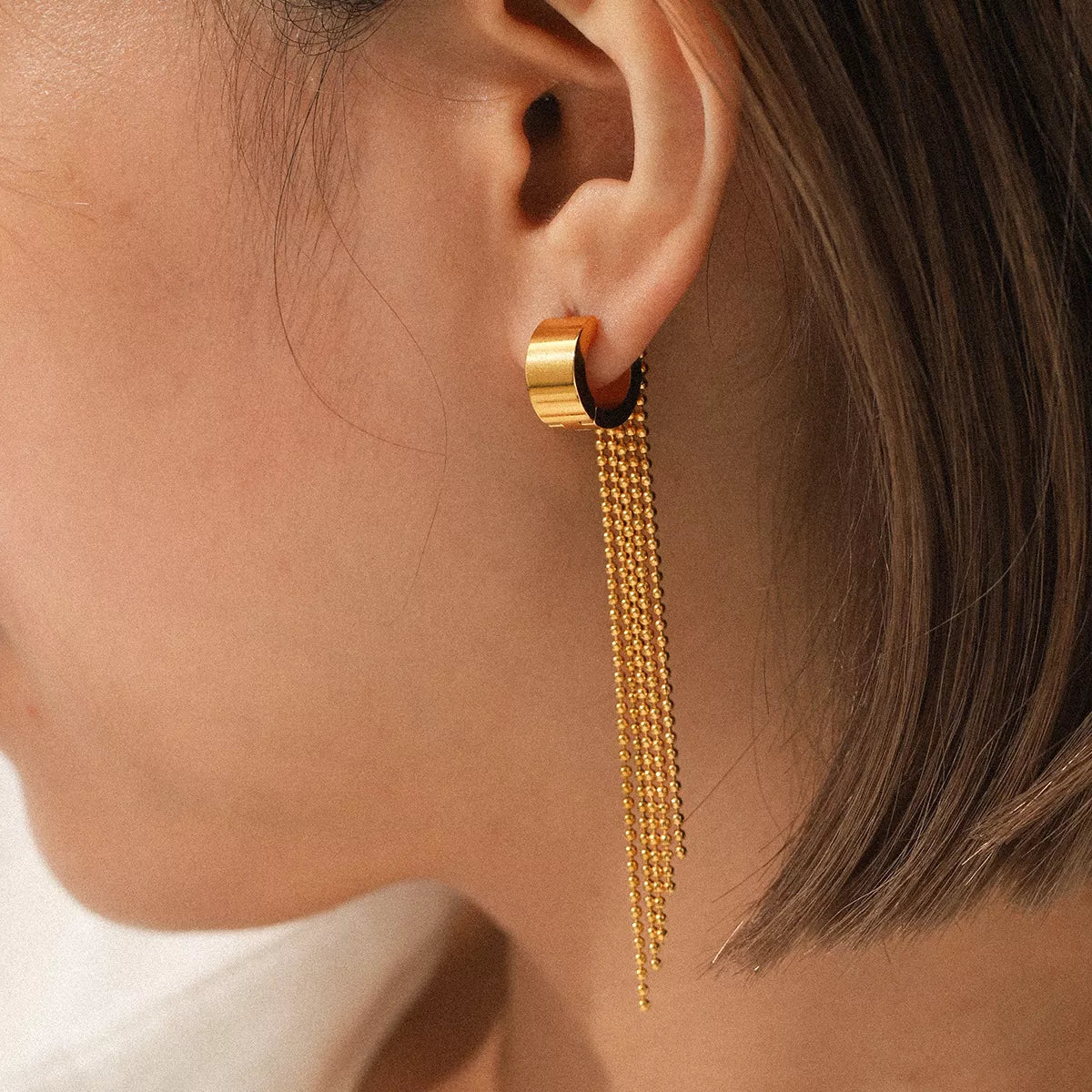 18K Gold-Plated Tassel Chain Earrings