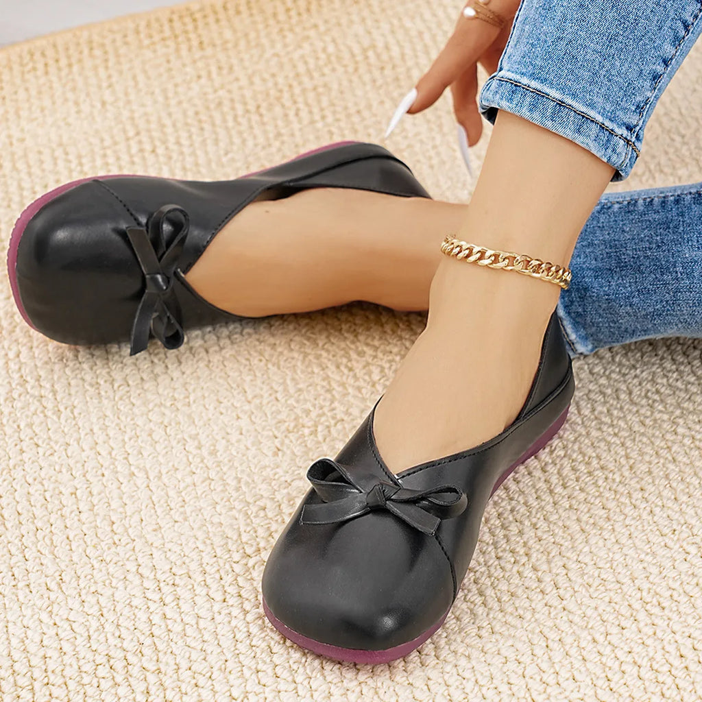 Bow Round Toe Flats Slip-Ons