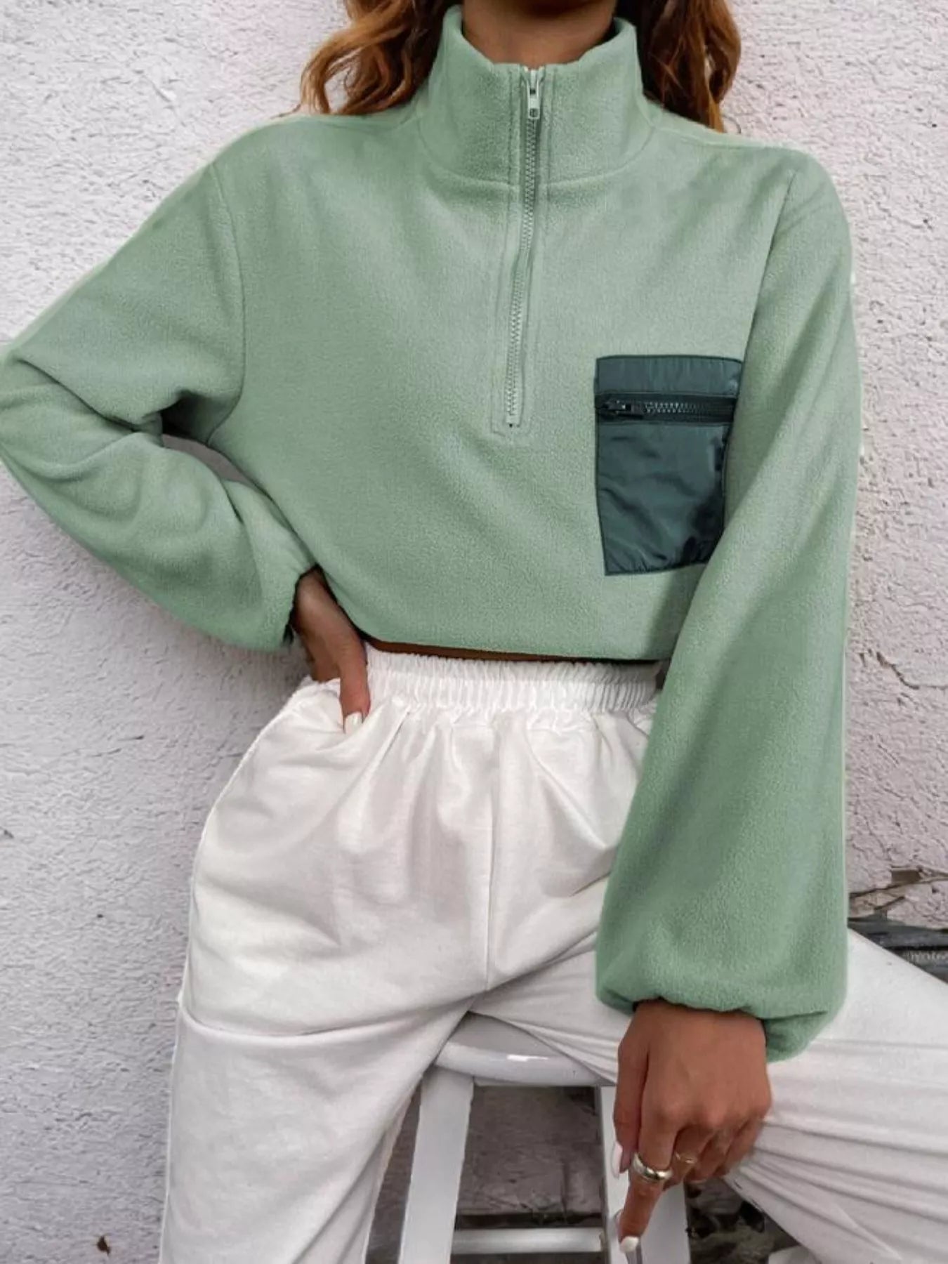 Half Zip Dropped Shoulder Sweatshirt
