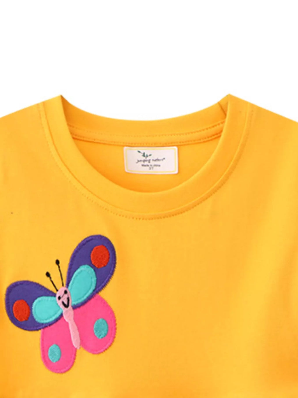 Children's Butterfly & Rainbow Round Neck Casual Dress