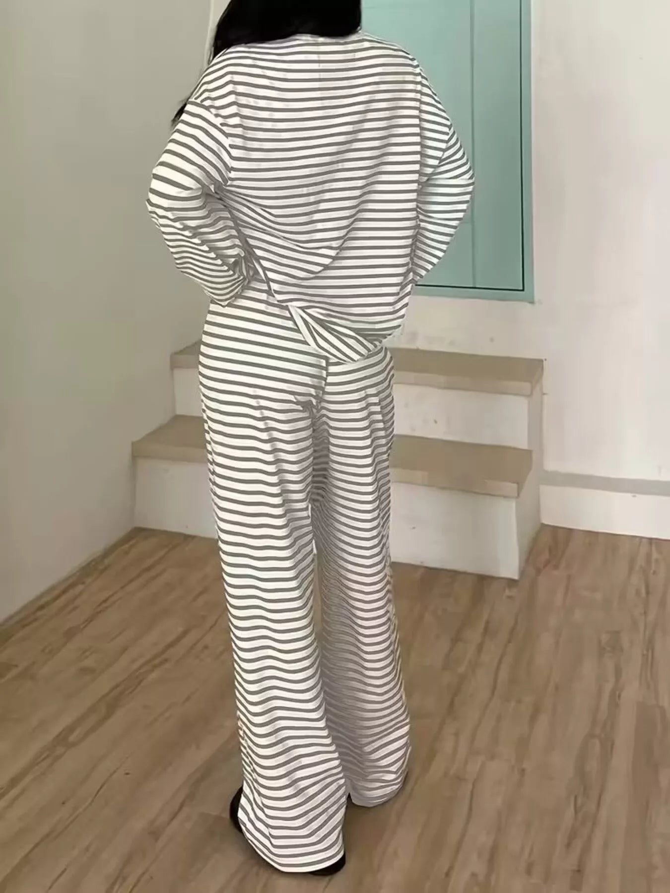 Striped Long Sleeve Top and Pants Set