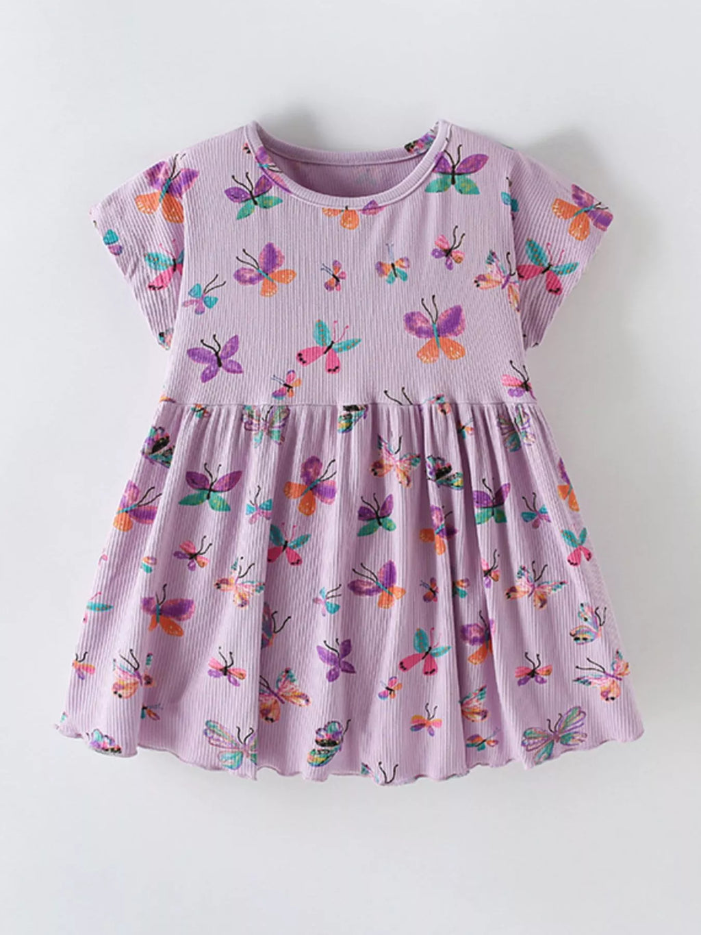 Children's Butterfly Print Casual Short Sleeve Dress
