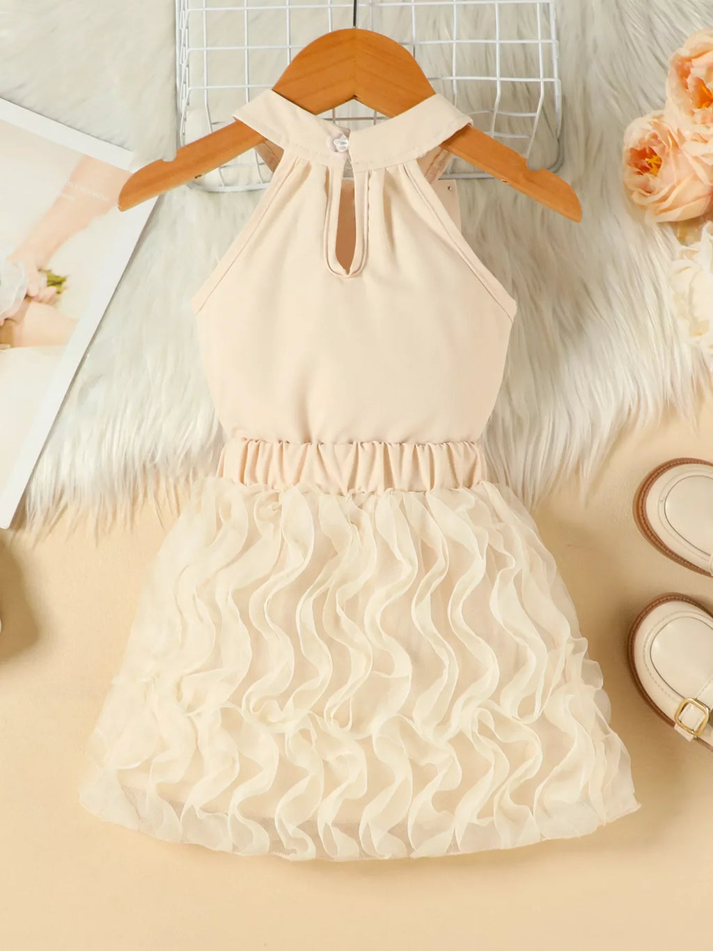 Children's Pearl Bowknot Top and Skirt Set