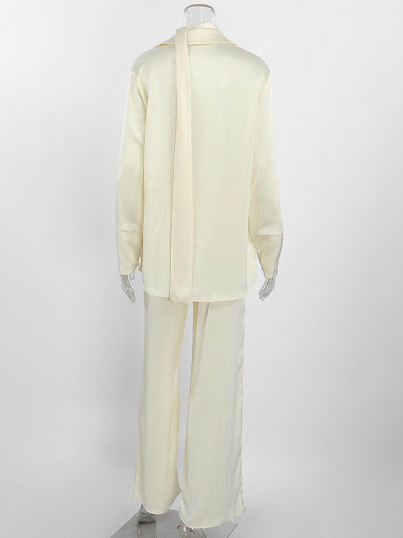 Texture Shirt and Wide-Leg Pants Set