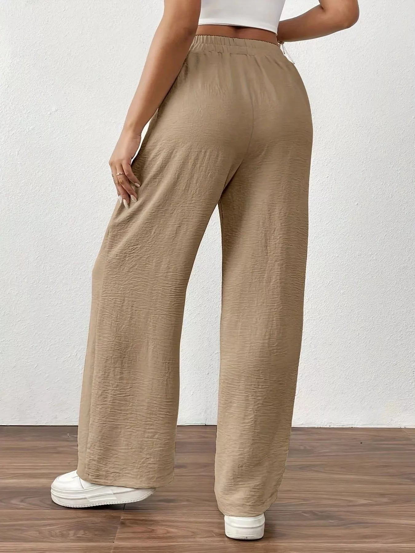 Casual Drawstring Wide Leg Pants
