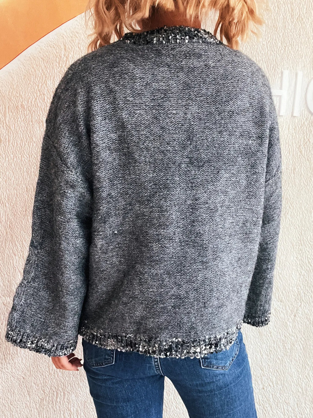 Contrast Trim Detail Round Neck Sweater