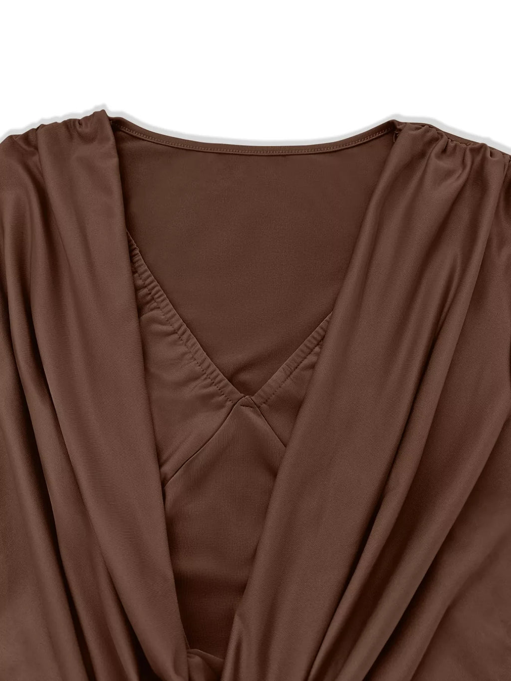 Draped V-Neck Long Sleeve Bodycon Mini Dress