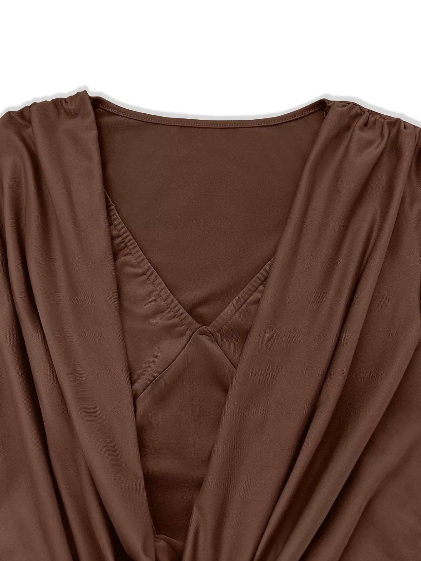 Draped V-Neck Long Sleeve Bodycon Mini Dress