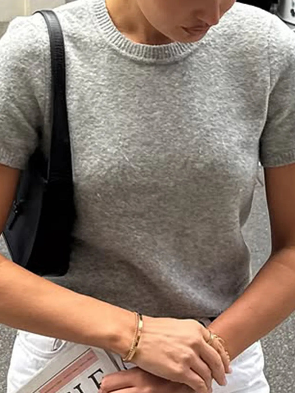 Round Neck Short Sleeve Sweater