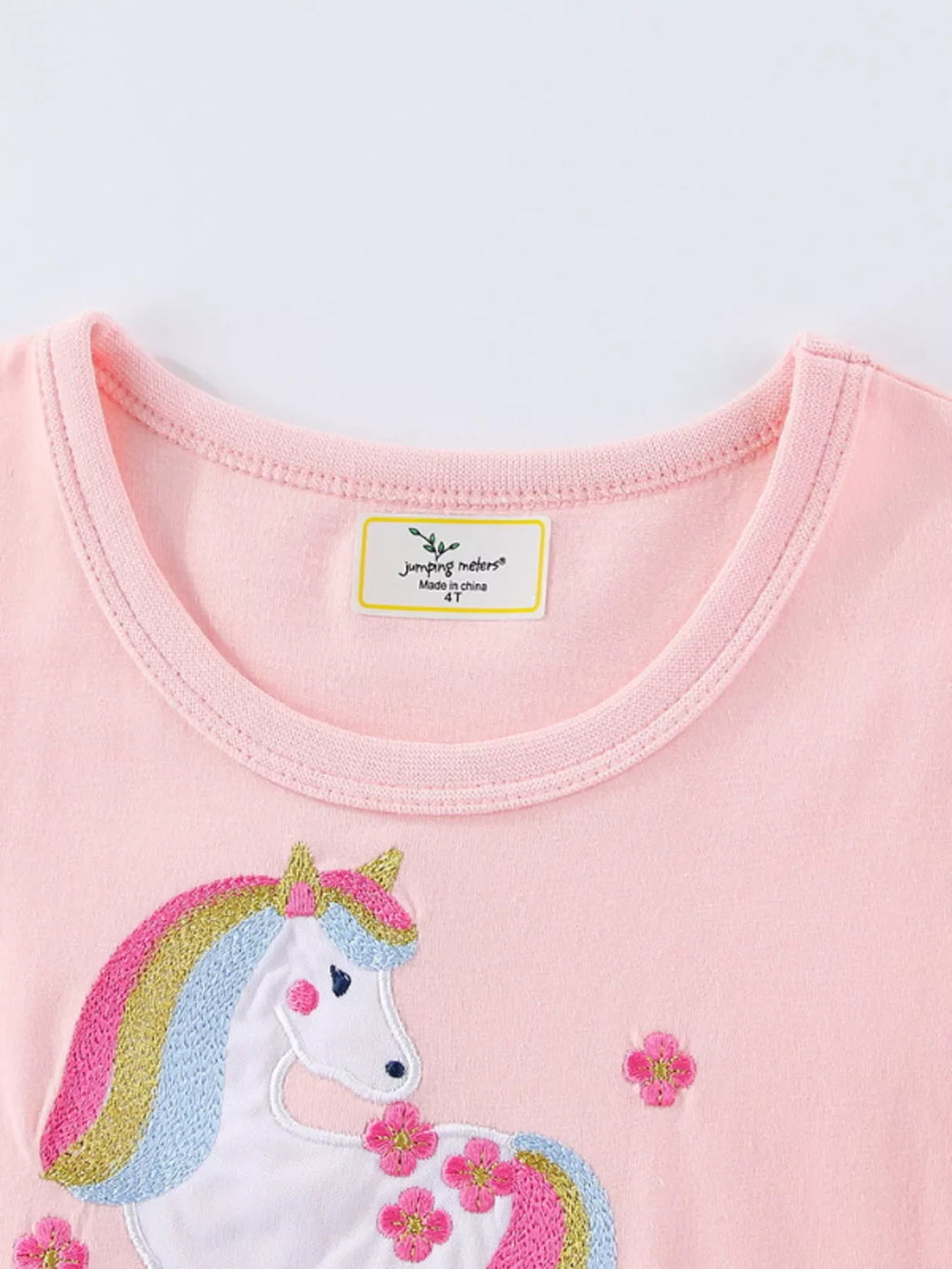 Children's Cute Unicorn Applique Ruffle Sleeve Dress