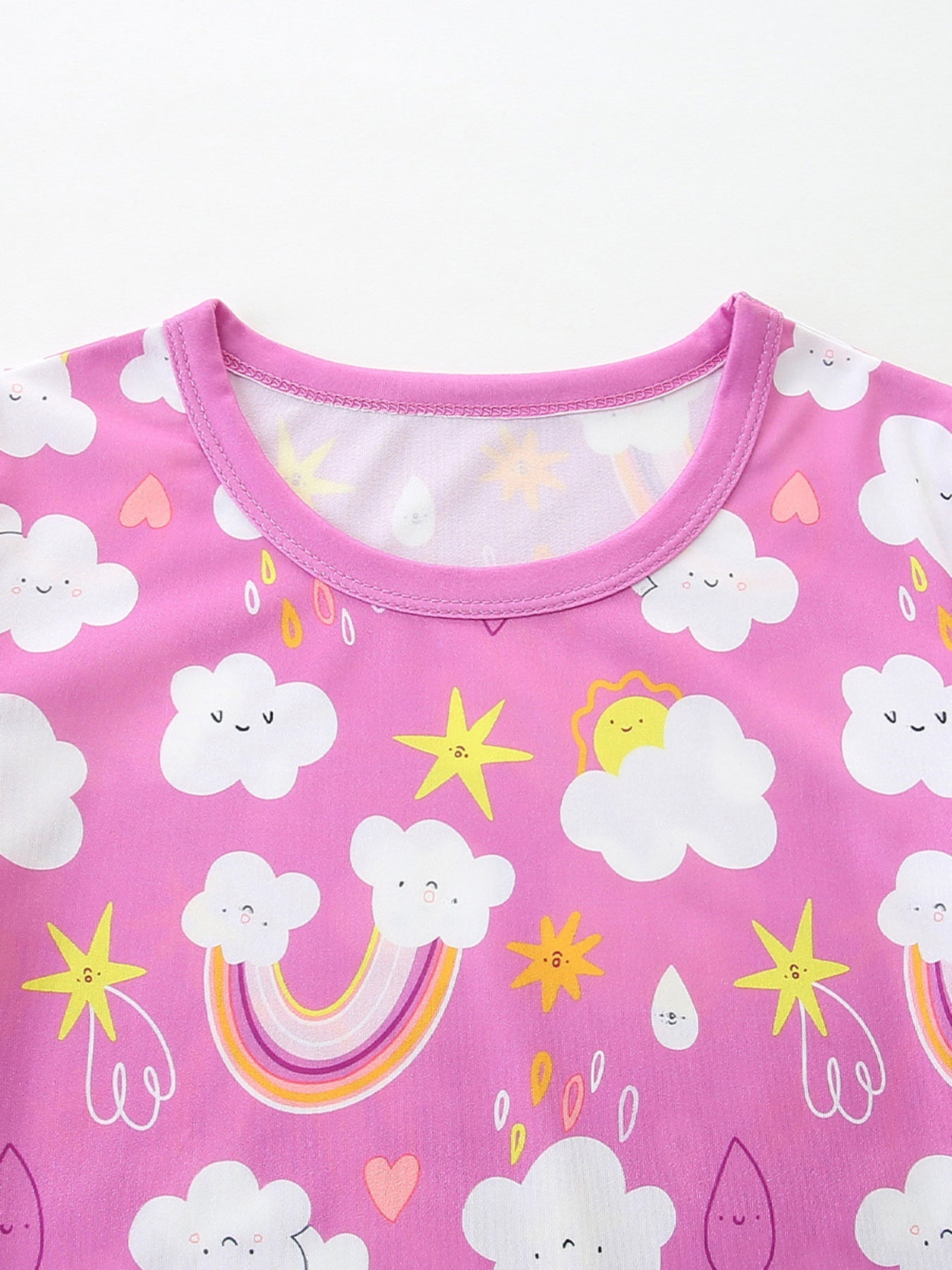 Children's Rainbow Cloud Print Tee and Shorts Set