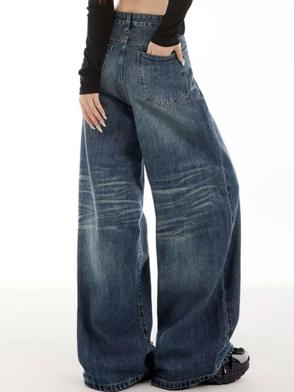 Vintage Wash Wide Leg Jeans