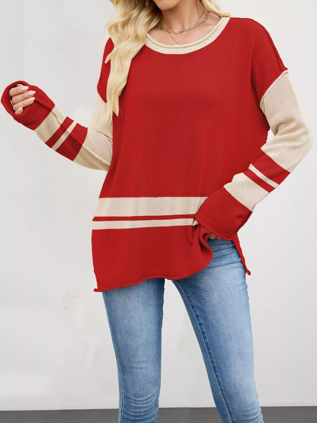 Color Block Side Slit Sweater