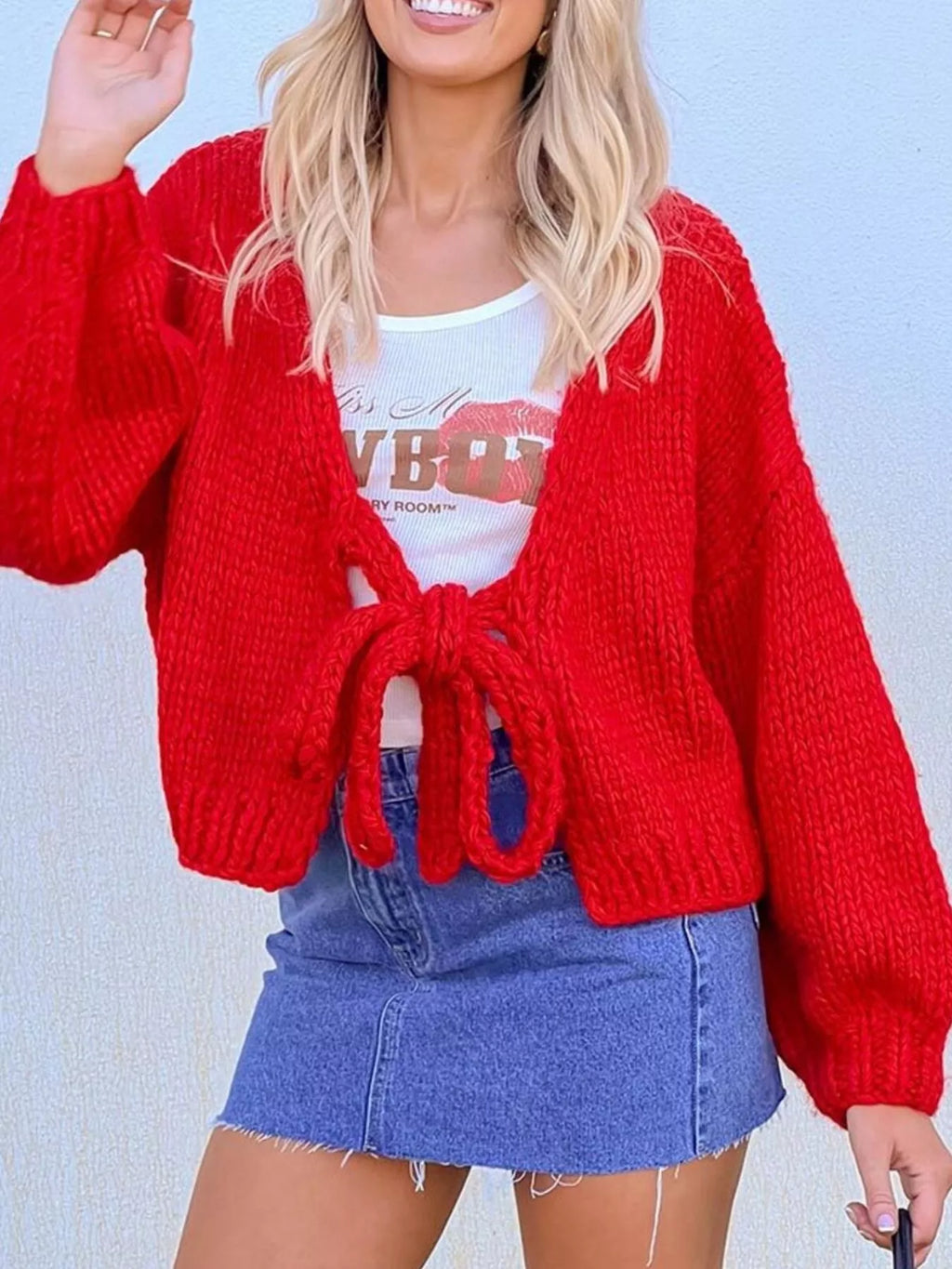 Chunky Knit Tie-Front Cardigan