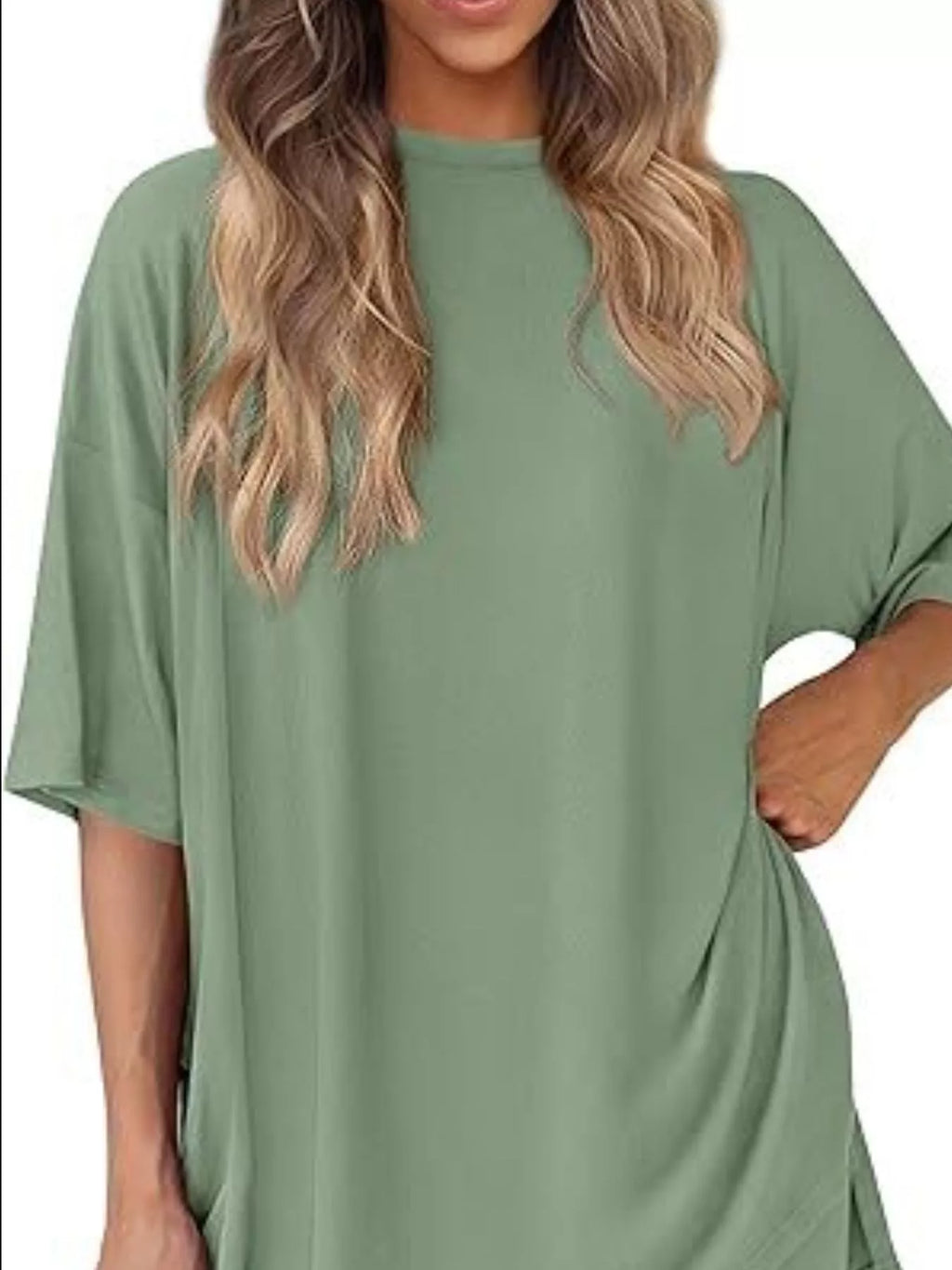 Full Size Relaxed Fit Round Neck Top and Shorts Two-Piece Set Plus Size