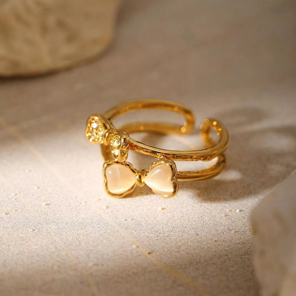 18K Gold-Plated Bow Open Ring