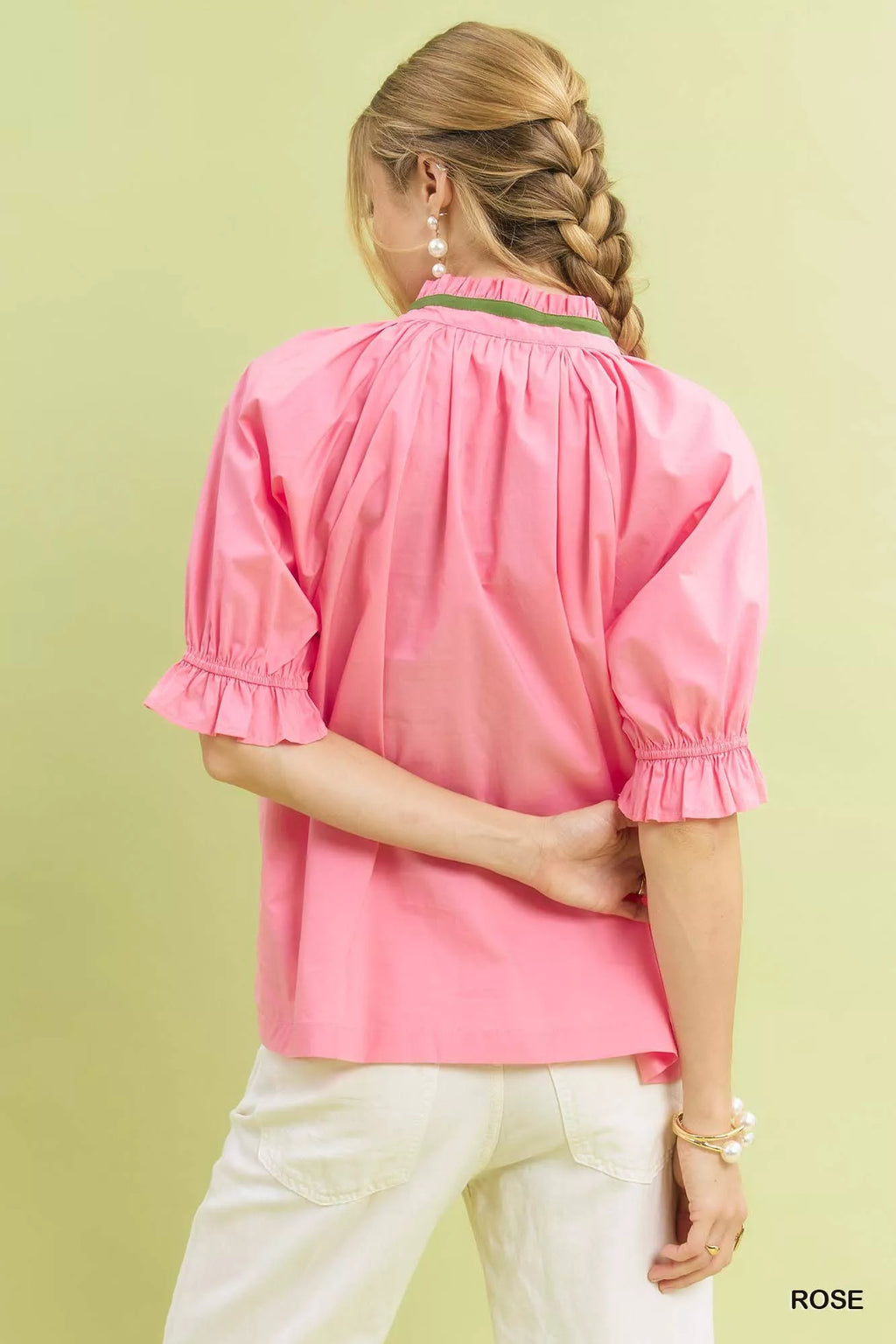 Umgee Embroidered Floral Top with Contrast Trim