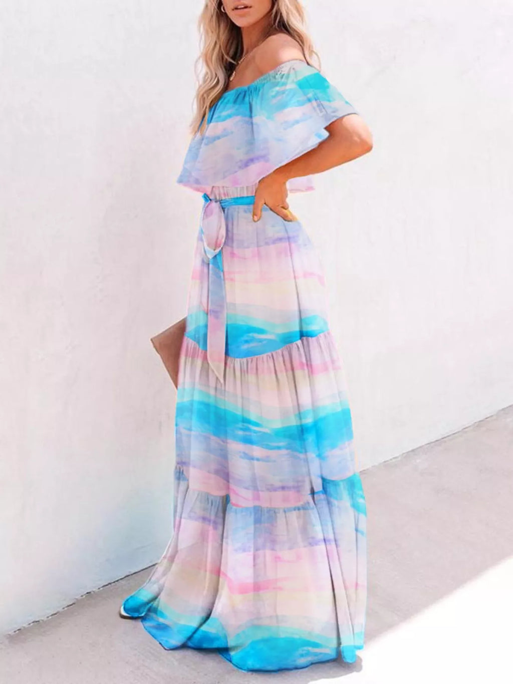 Full Size Off-Shoulder Tiered Maxi Dress Plus Size