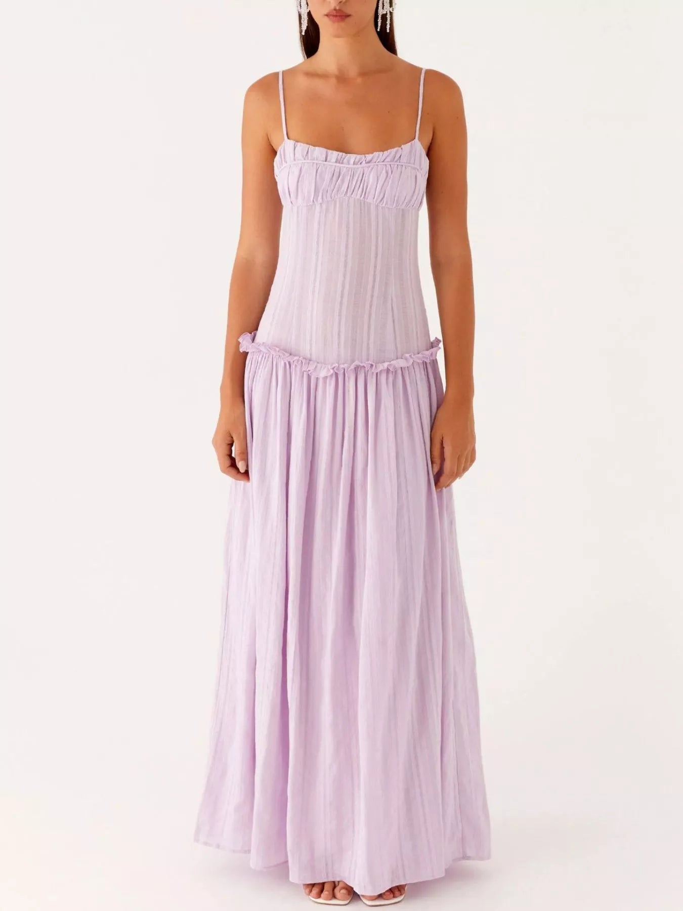 Ruched Spaghetti Strap Maxi Dress