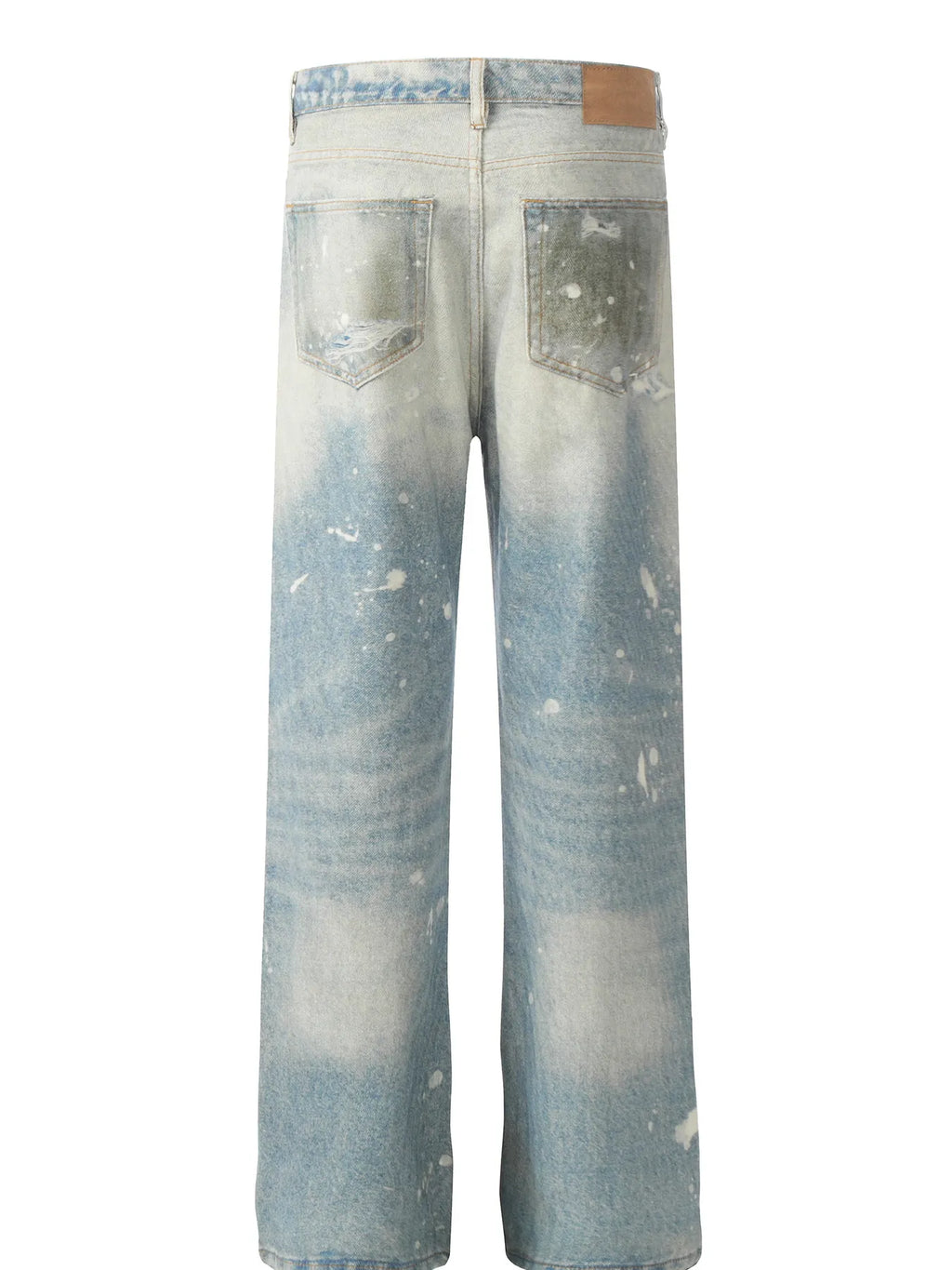 Men's Vintage Paint-Splattered Wide-Leg Jeans