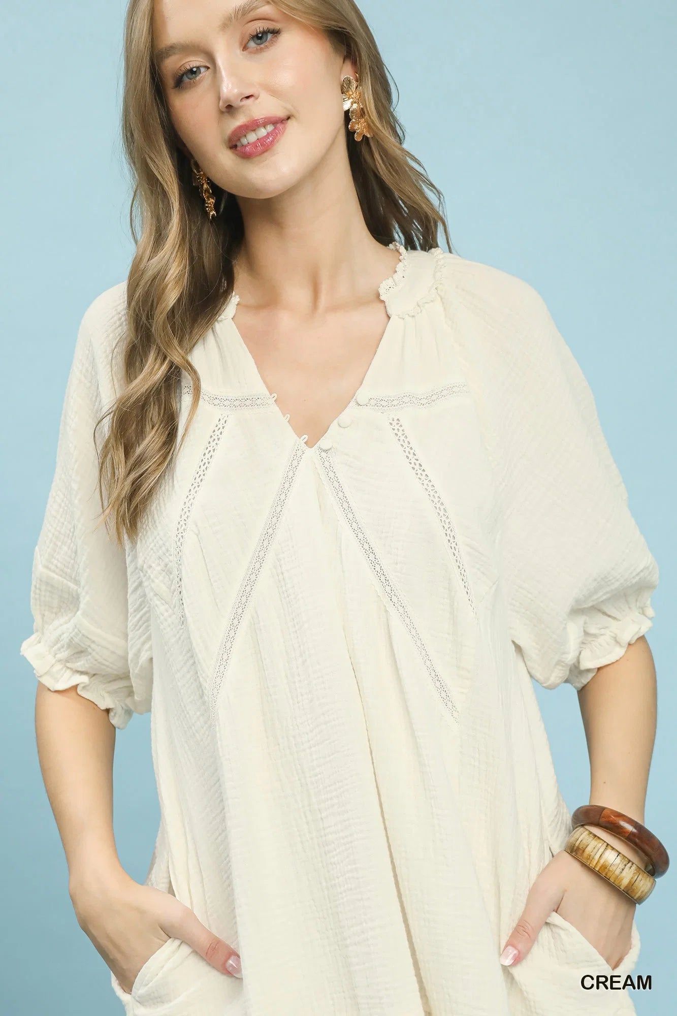 Umgee Cotton Gauze Mini Dress