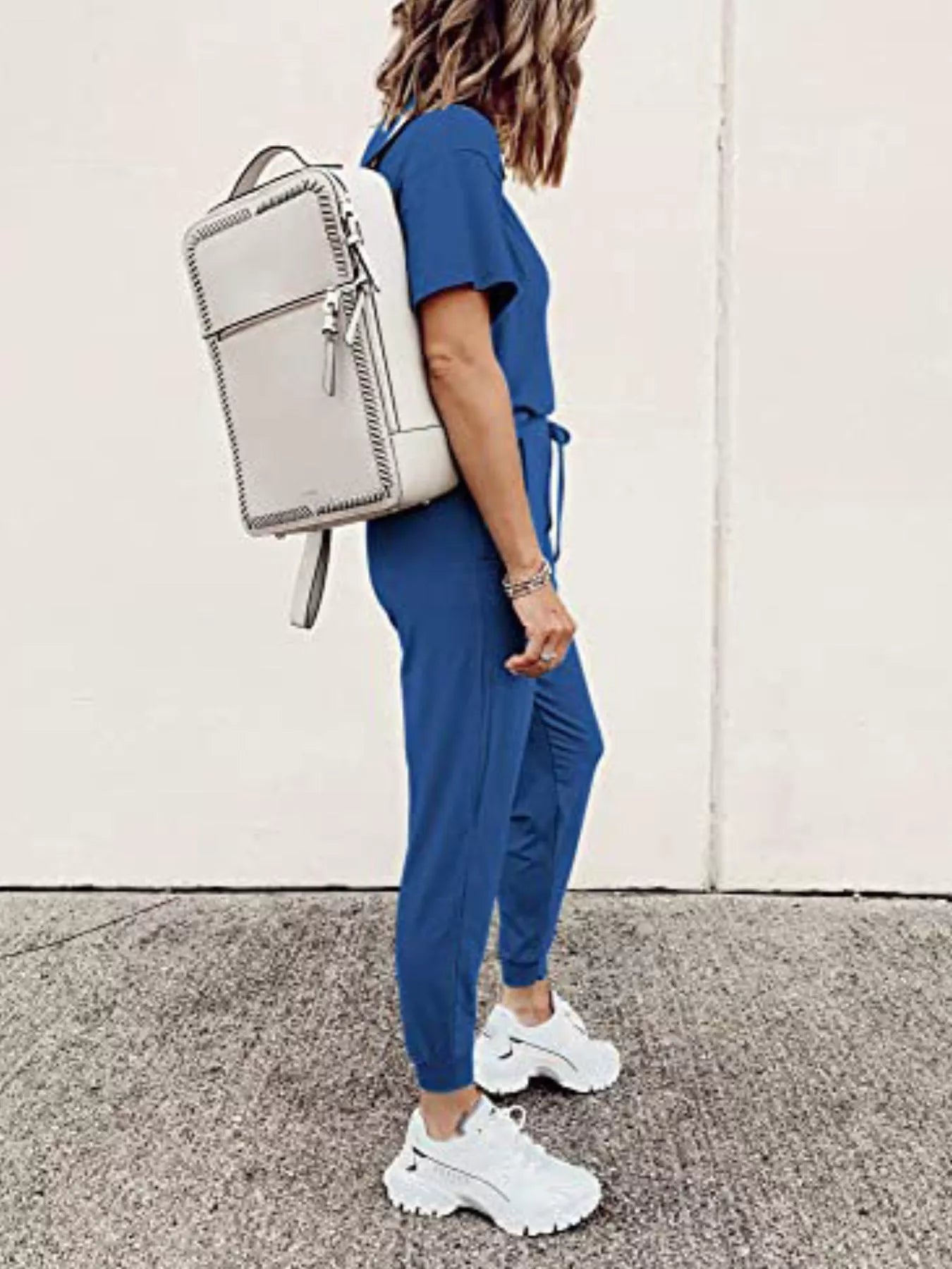 Full Size Round Neck Top and Drawstring Pants Set Plus Size