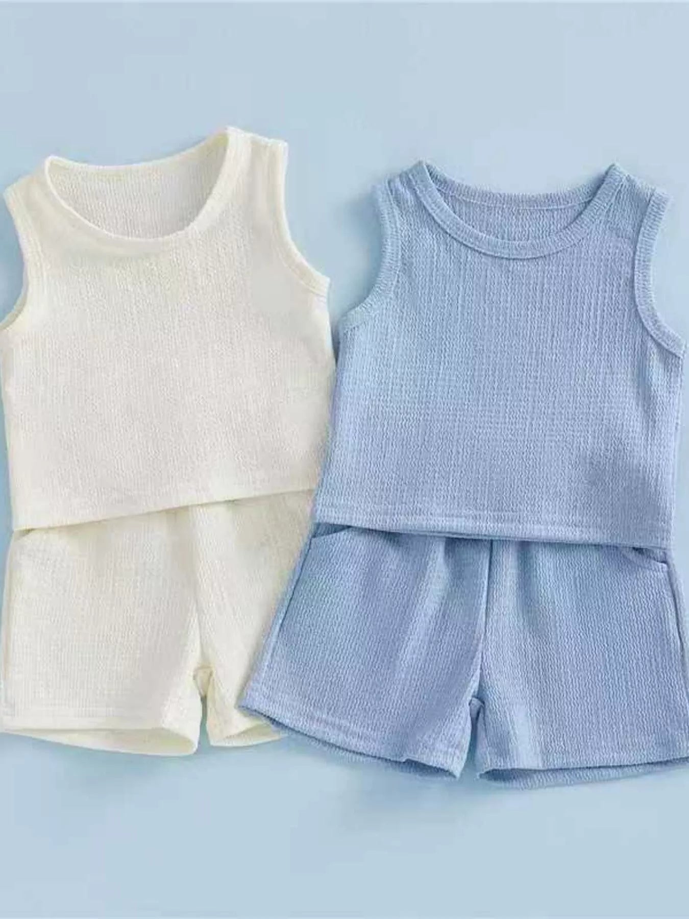 Children's Solid Color Tank and Shorts Set