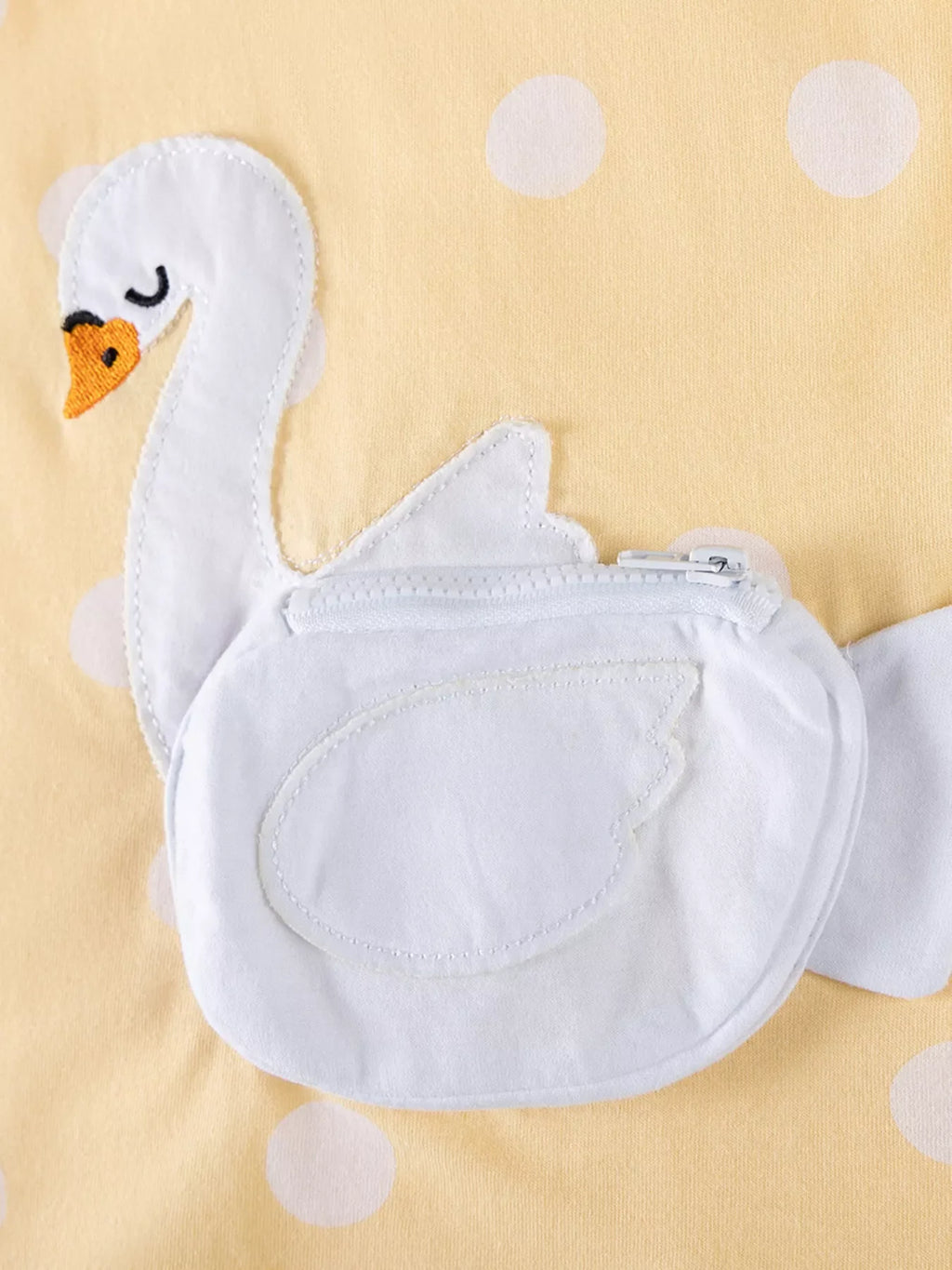 Children's Swan Applique Polka Dot Ruffle Sleeve Dress