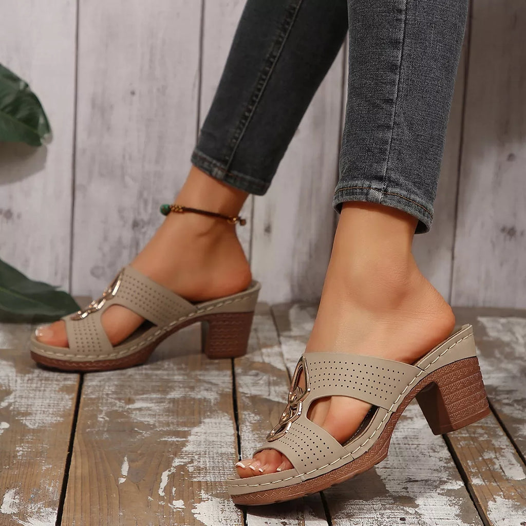 Open Toe Block Heel Sandals