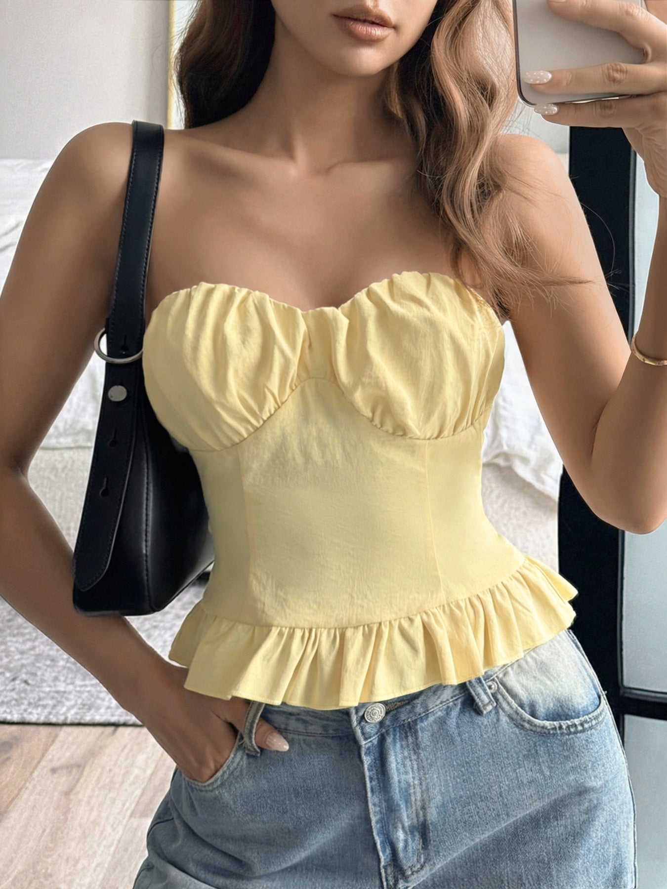 Ruffled Hem Tube Top