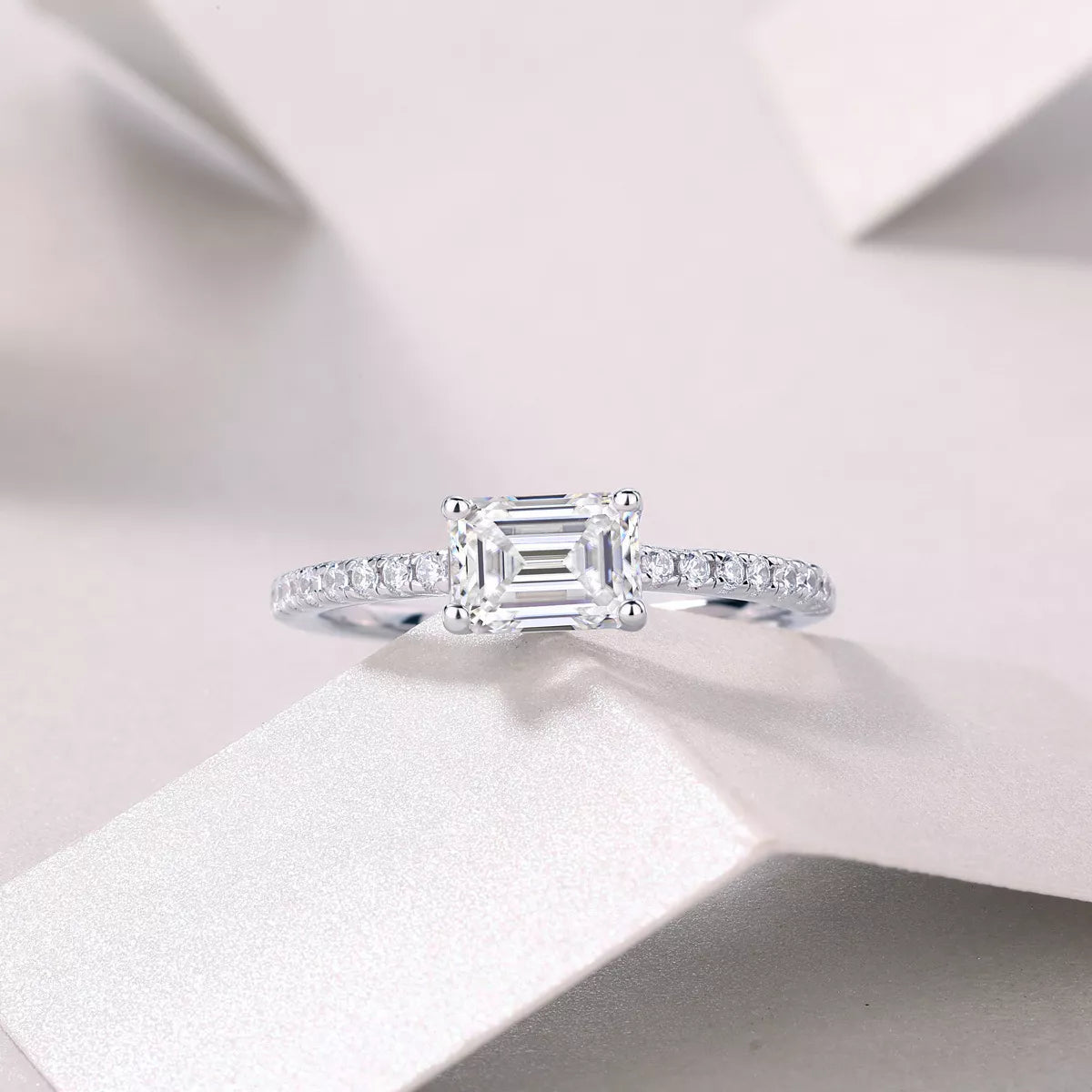 1 Carat 925 Sterling Silver Moissanite Geometric Ring
