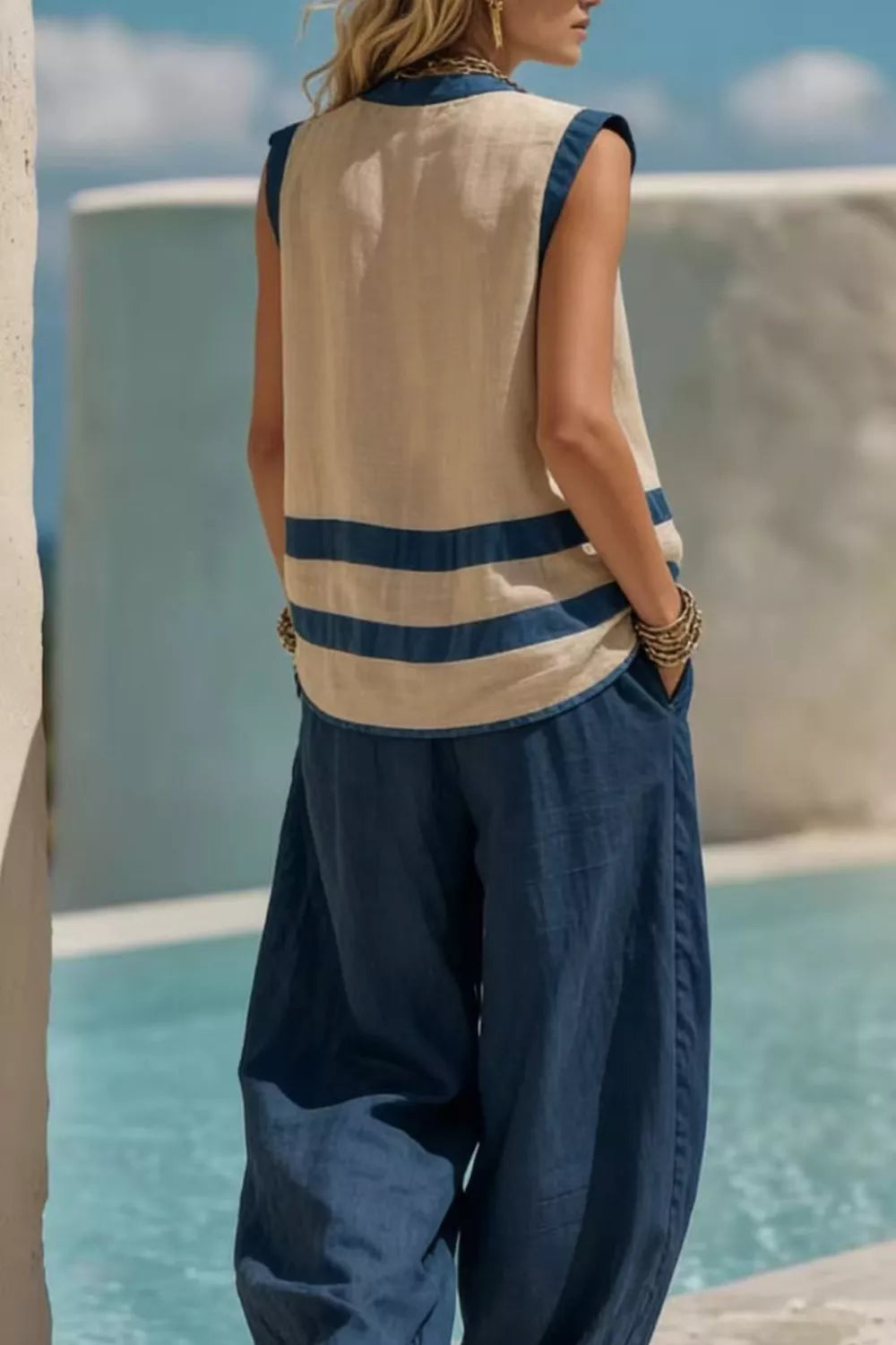 Sleeveless Top and Wide Leg Pants Set