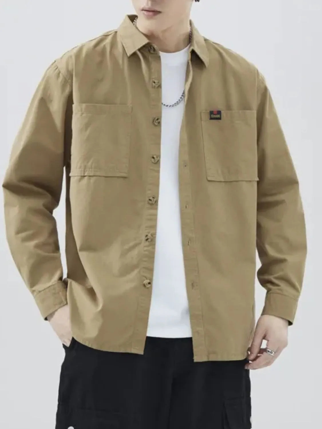 Men's Plus Size Button Down Shirt with Chest Pocket