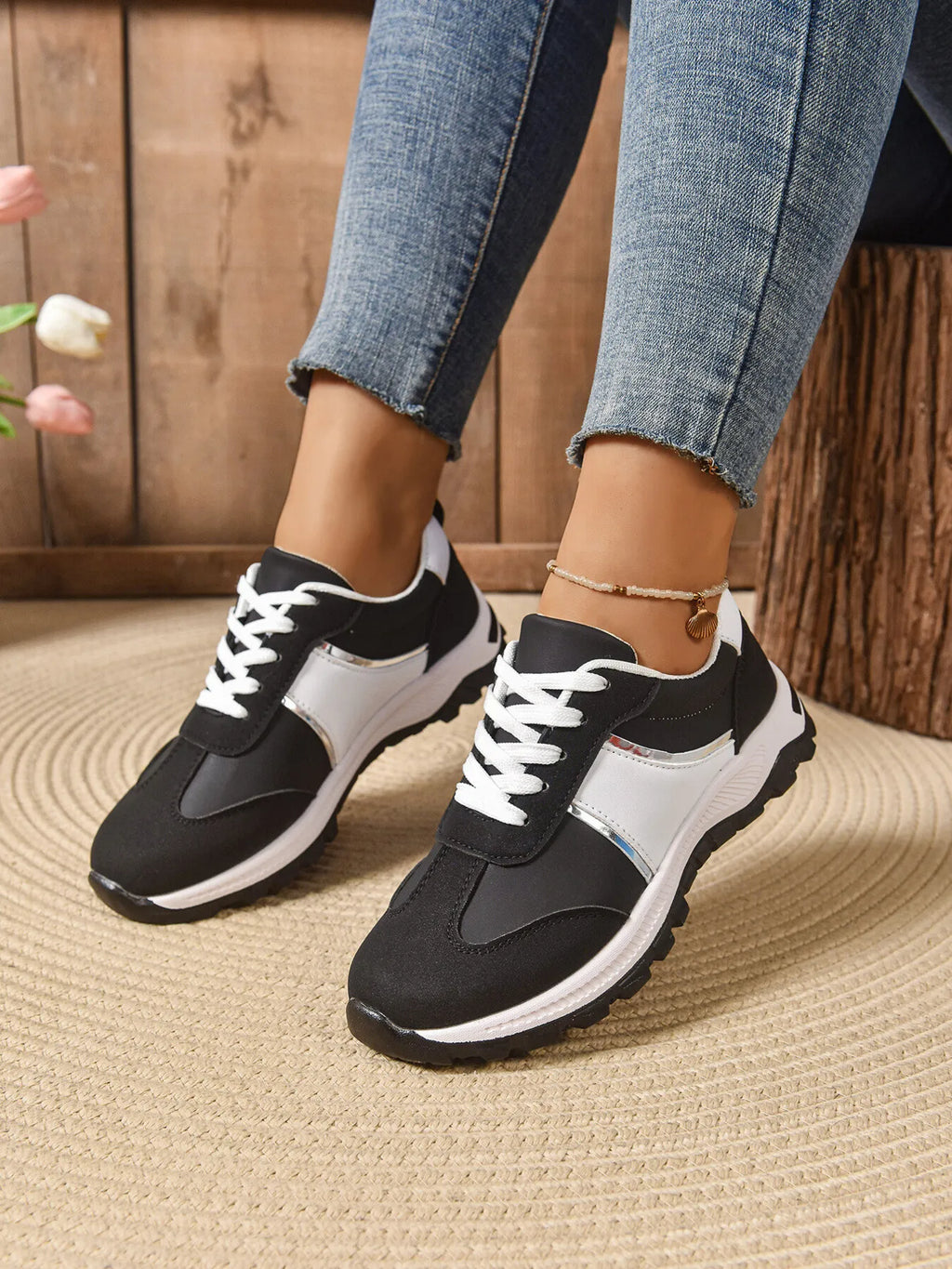Contrast Lace Up Sneakers