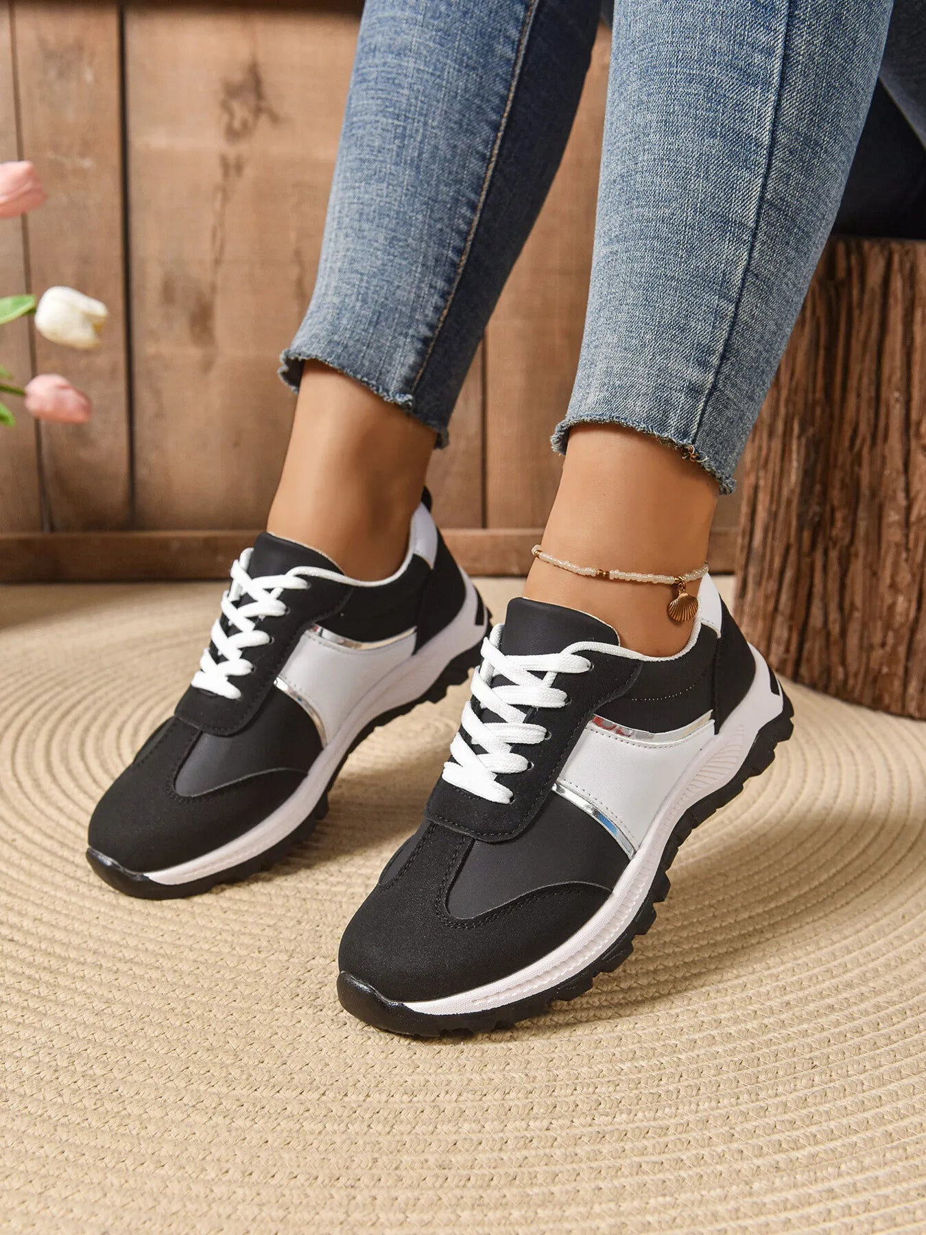 Contrast Lace Up Sneakers