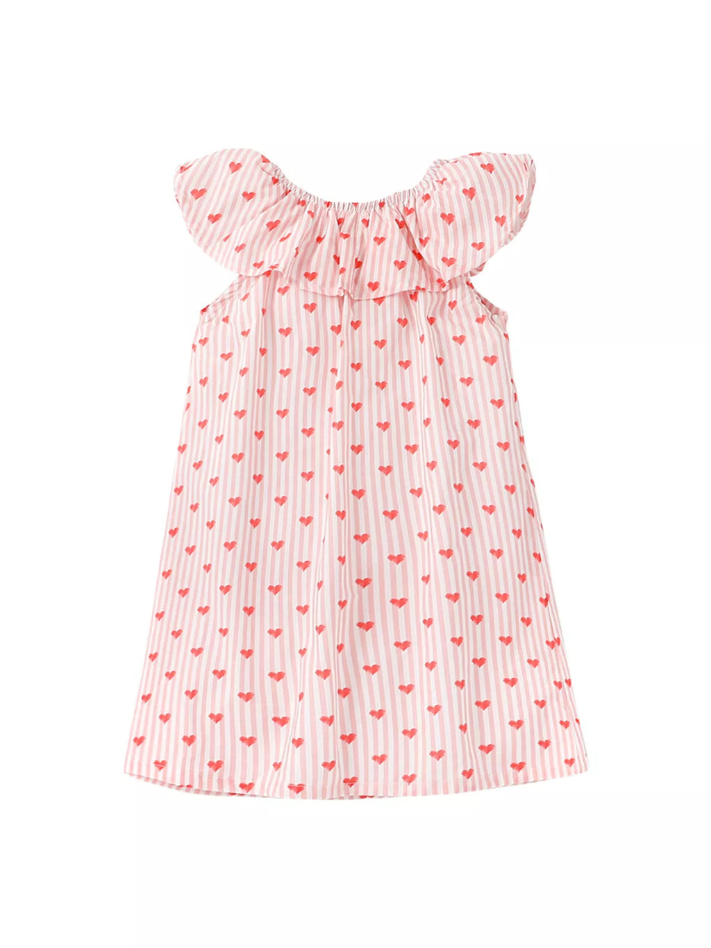 Children's Heart Print Ruffle Trim Dress