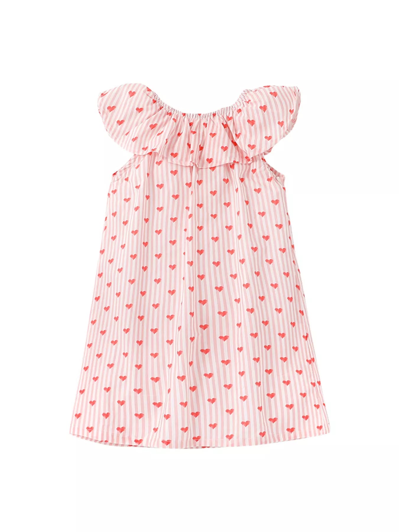 Children's Heart Print Ruffle Trim Dress