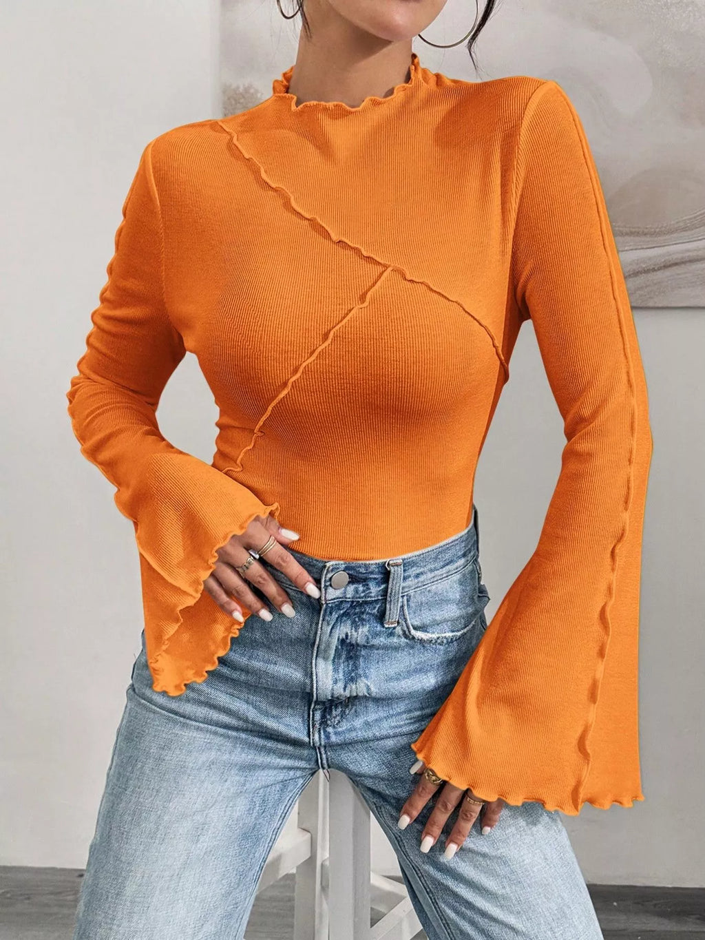 Lettuce Edge Flare Sleeve Top